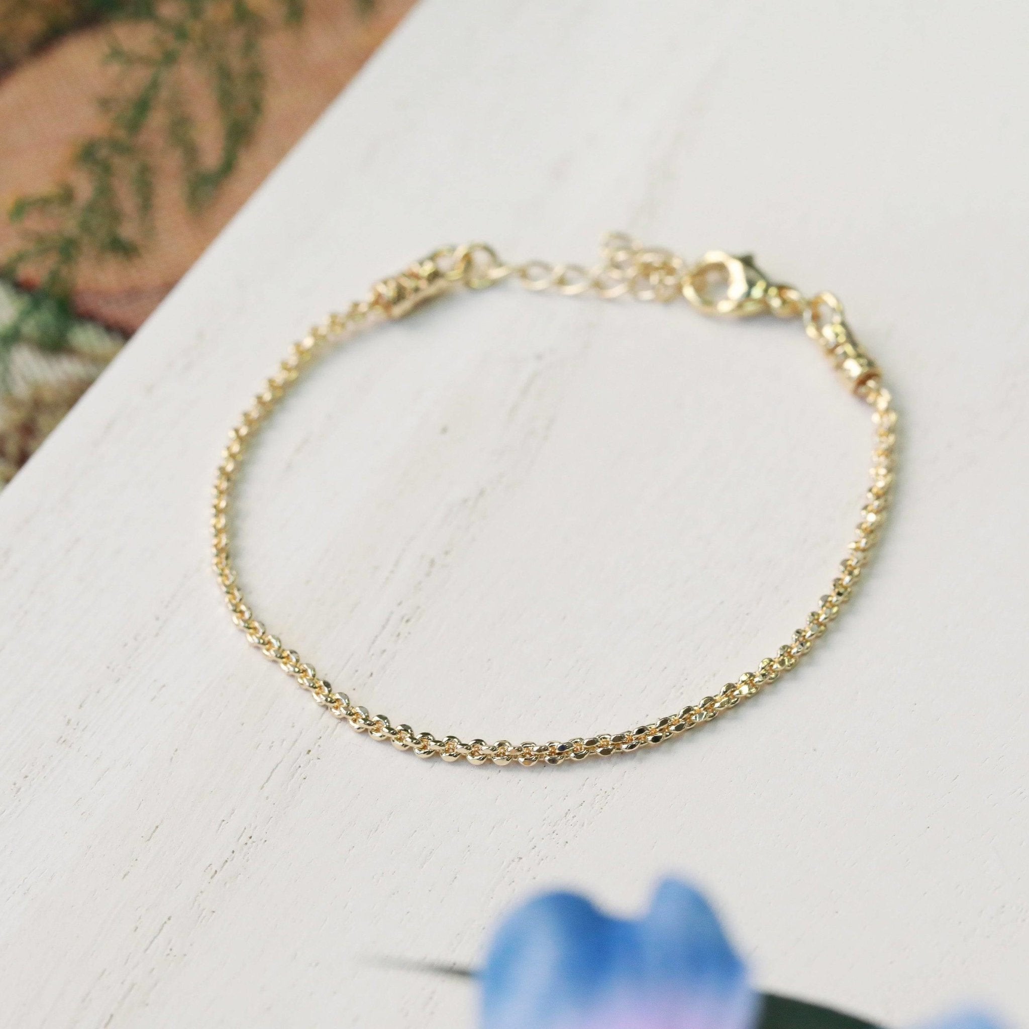 gold ribbon 14kt gold filled dainty bracelet