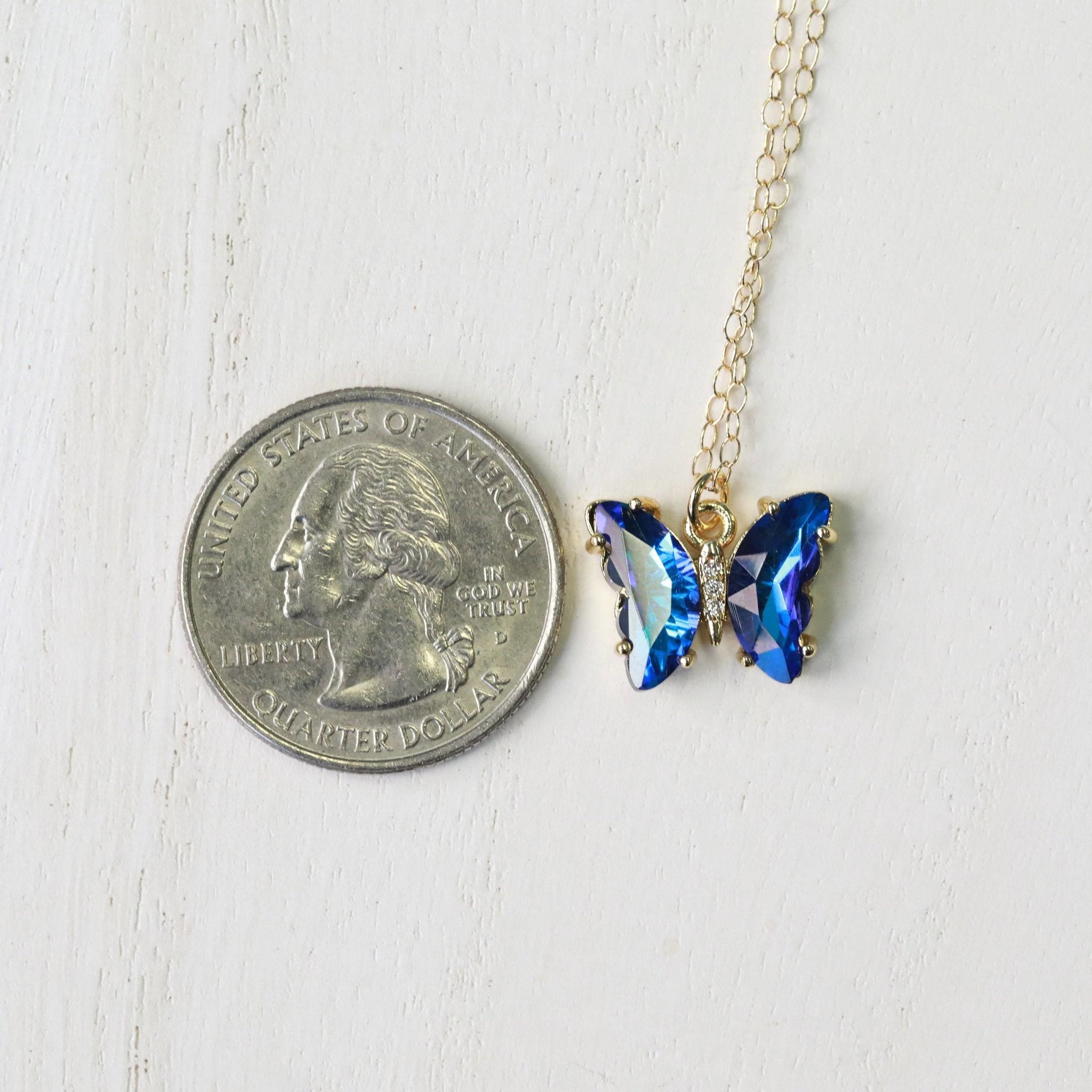 Crystal Butterfly Necklace - Silver - The Gilded Witch