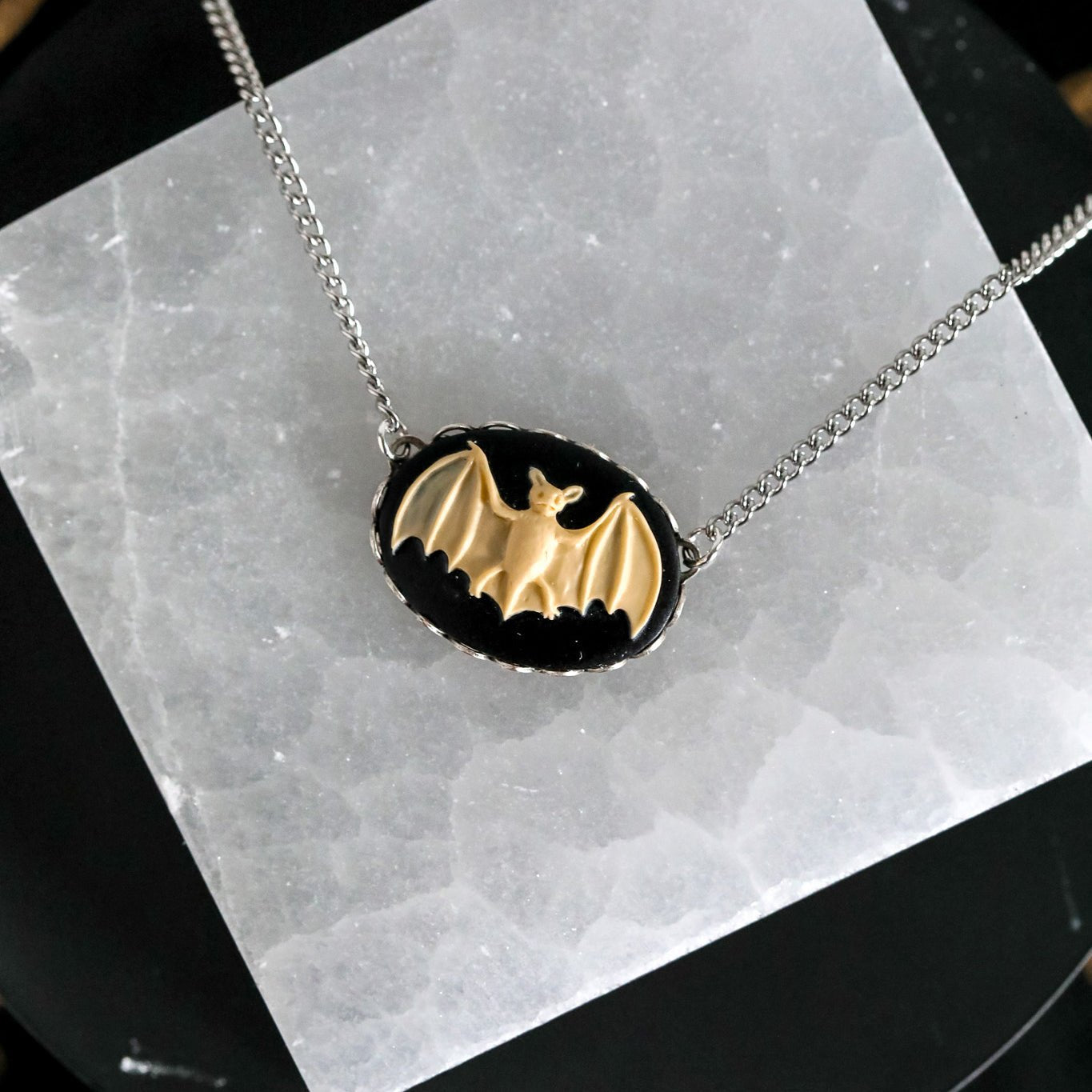 Bat Cameo Necklace