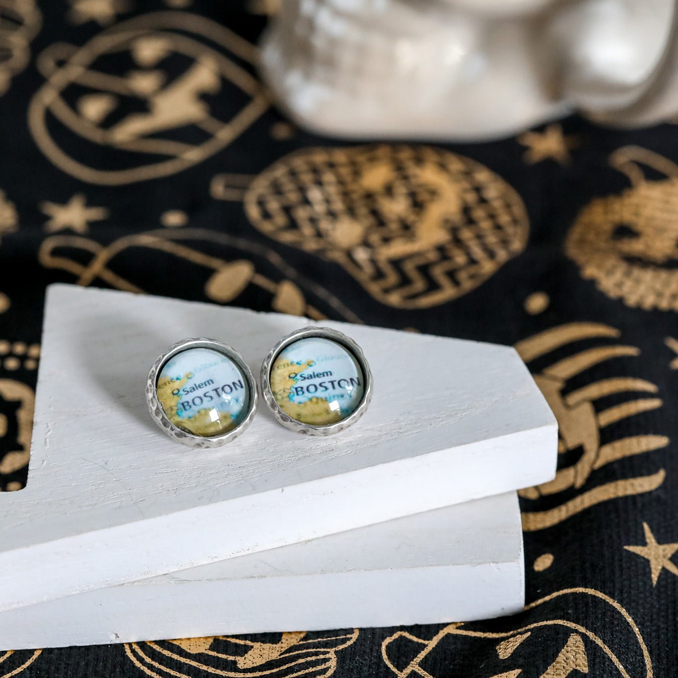 Witch City Cameo Earrings - Silver