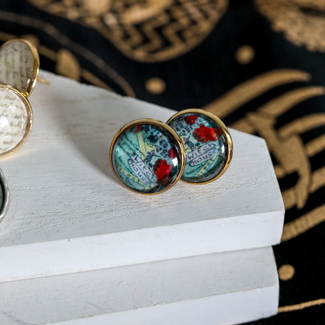 Witch City Cameo Earrings - Gold