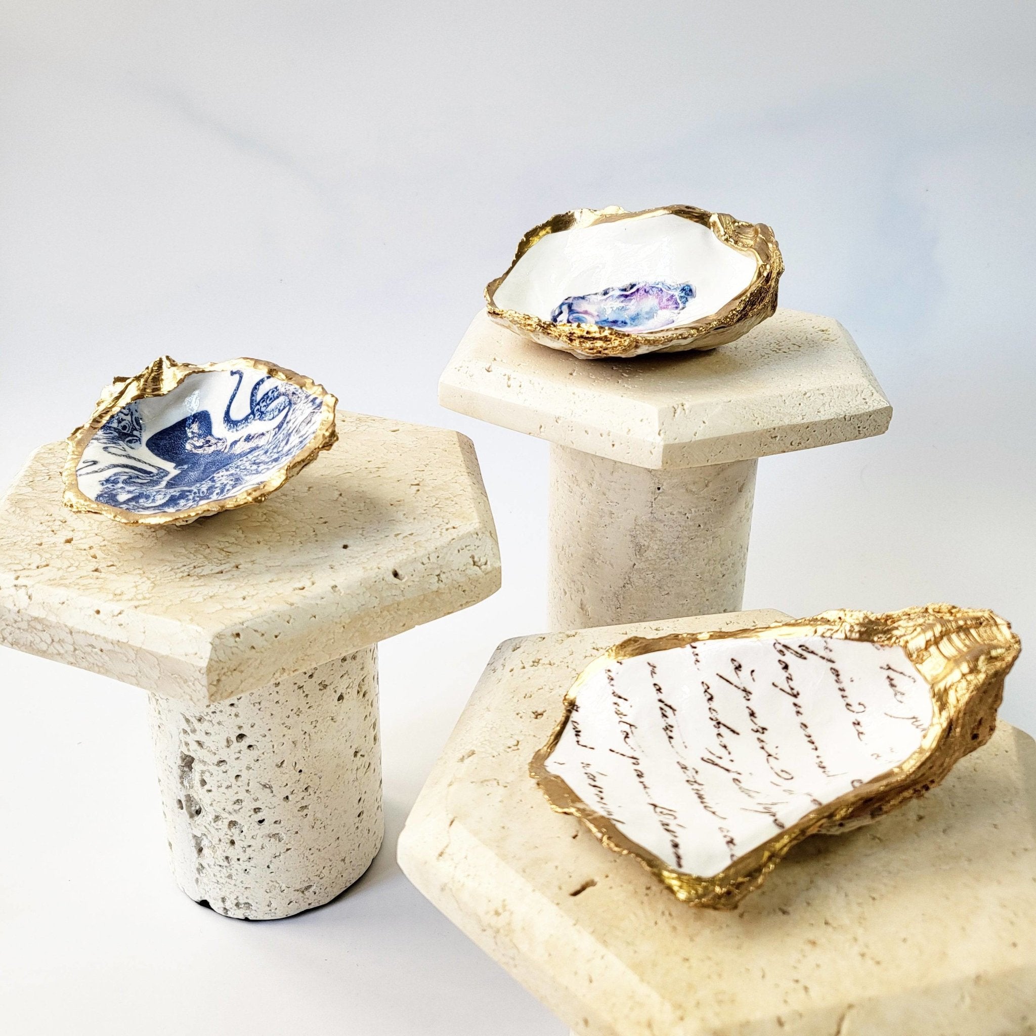 French Script Oyster Dish - The Gilded Witch
