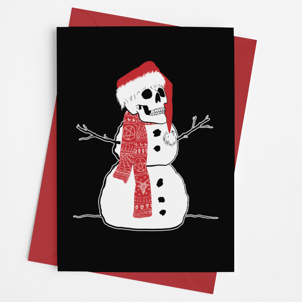 Skull Snowman Holiday Card - The Gilded Witch