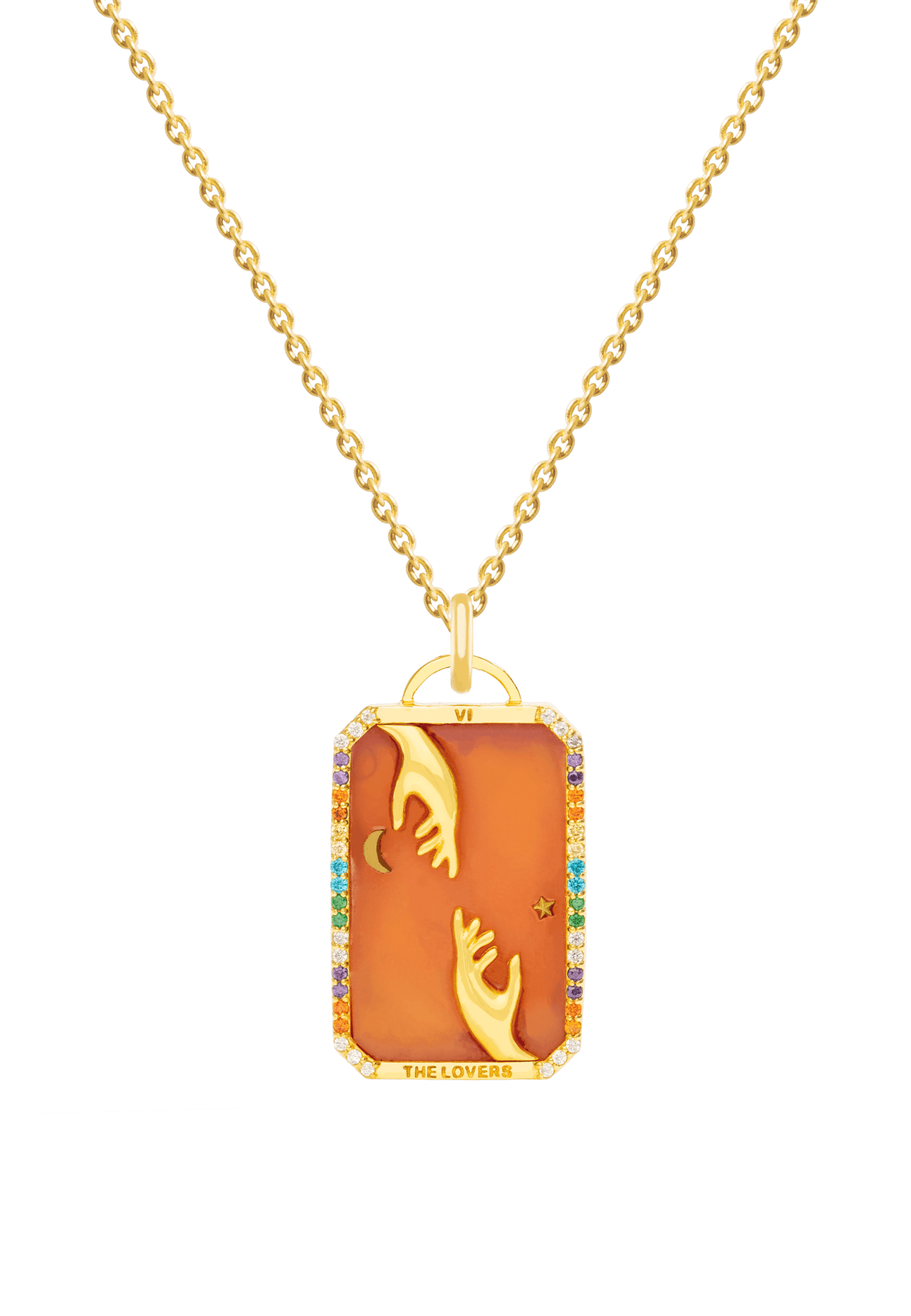 The Lovers Tarot Card Pendant Necklace - The Gilded Witch