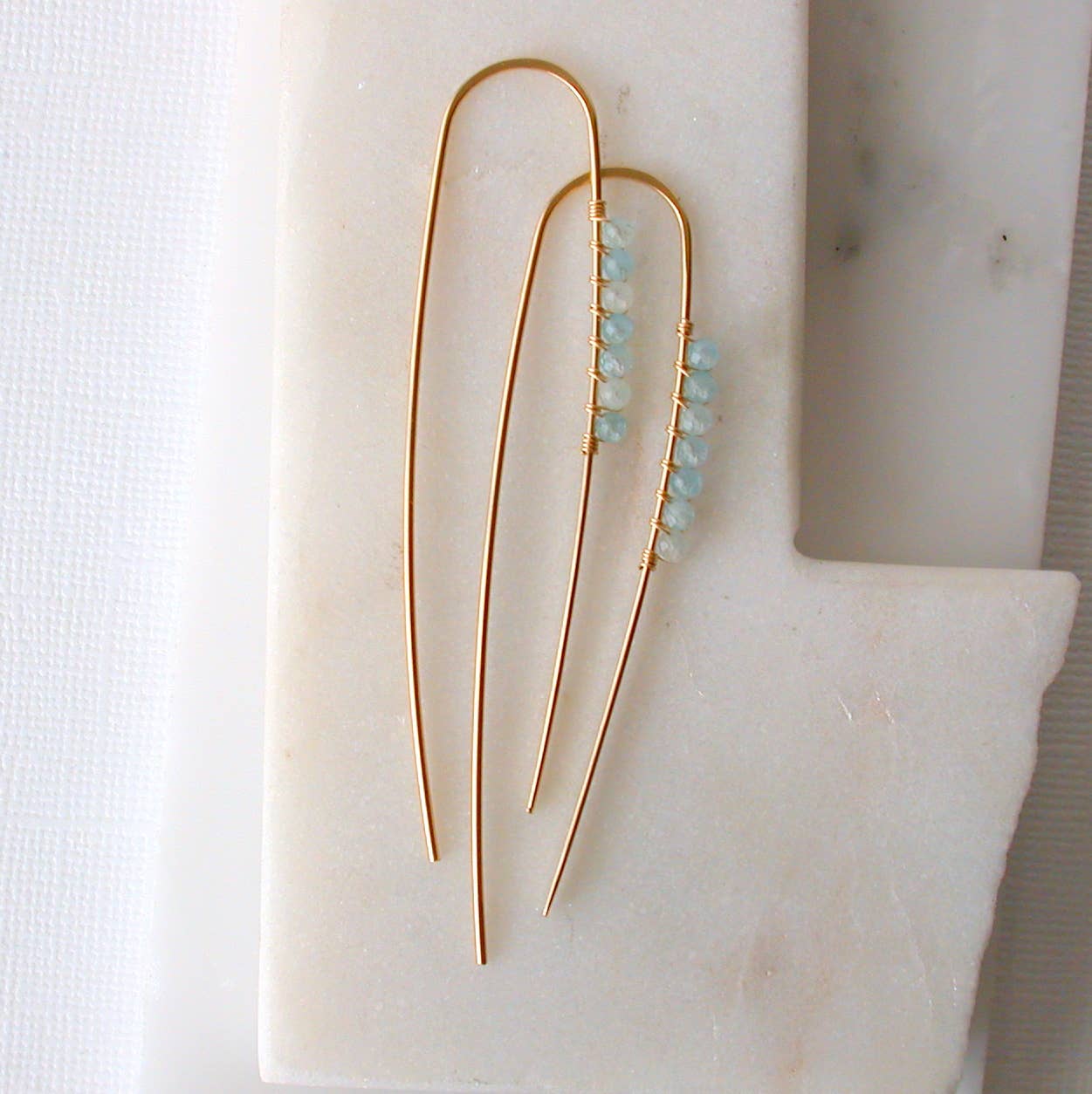 Aquamarine Threader Earrings - The Gilded Witch