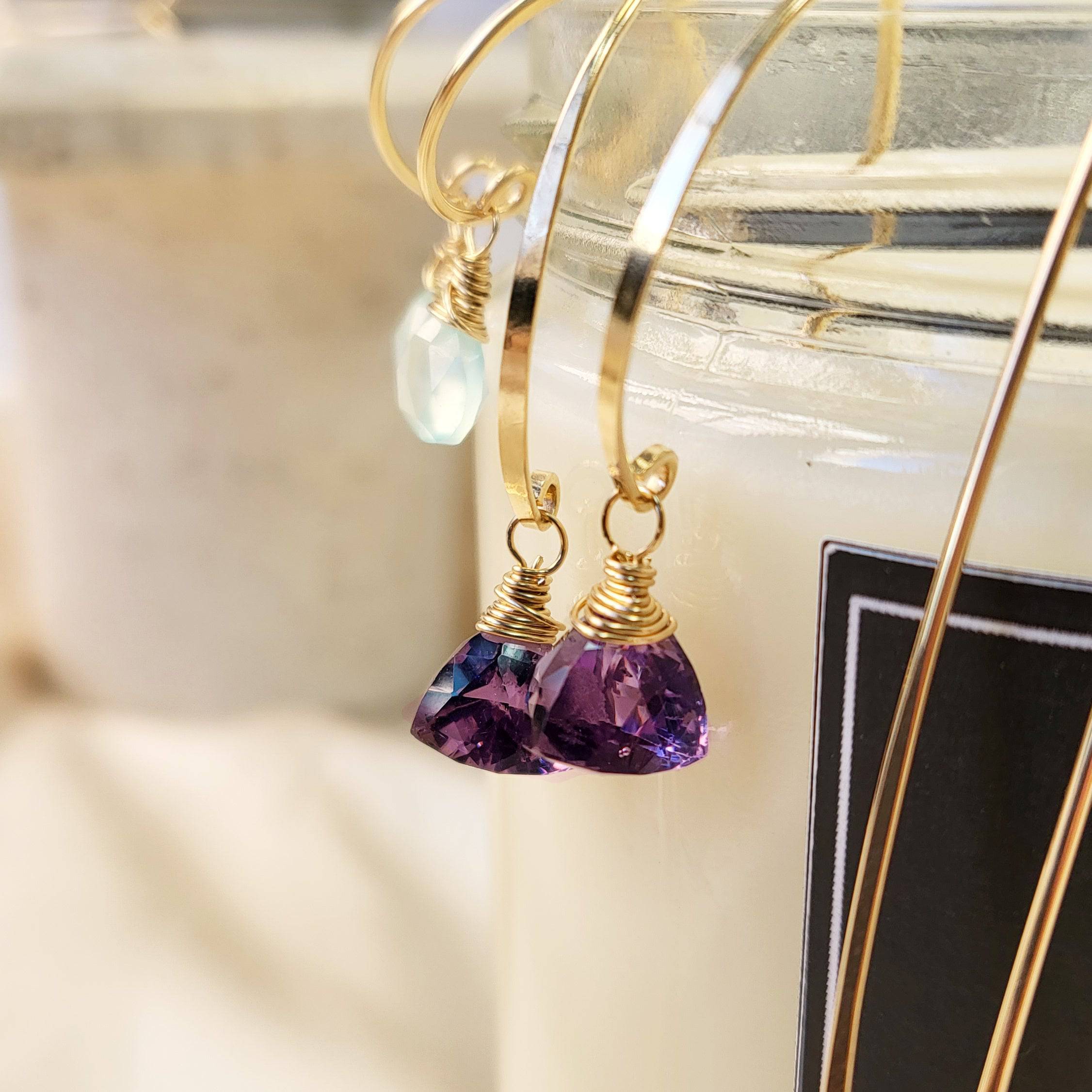 Amethyst Pyramid Earrings - The Gilded Witch