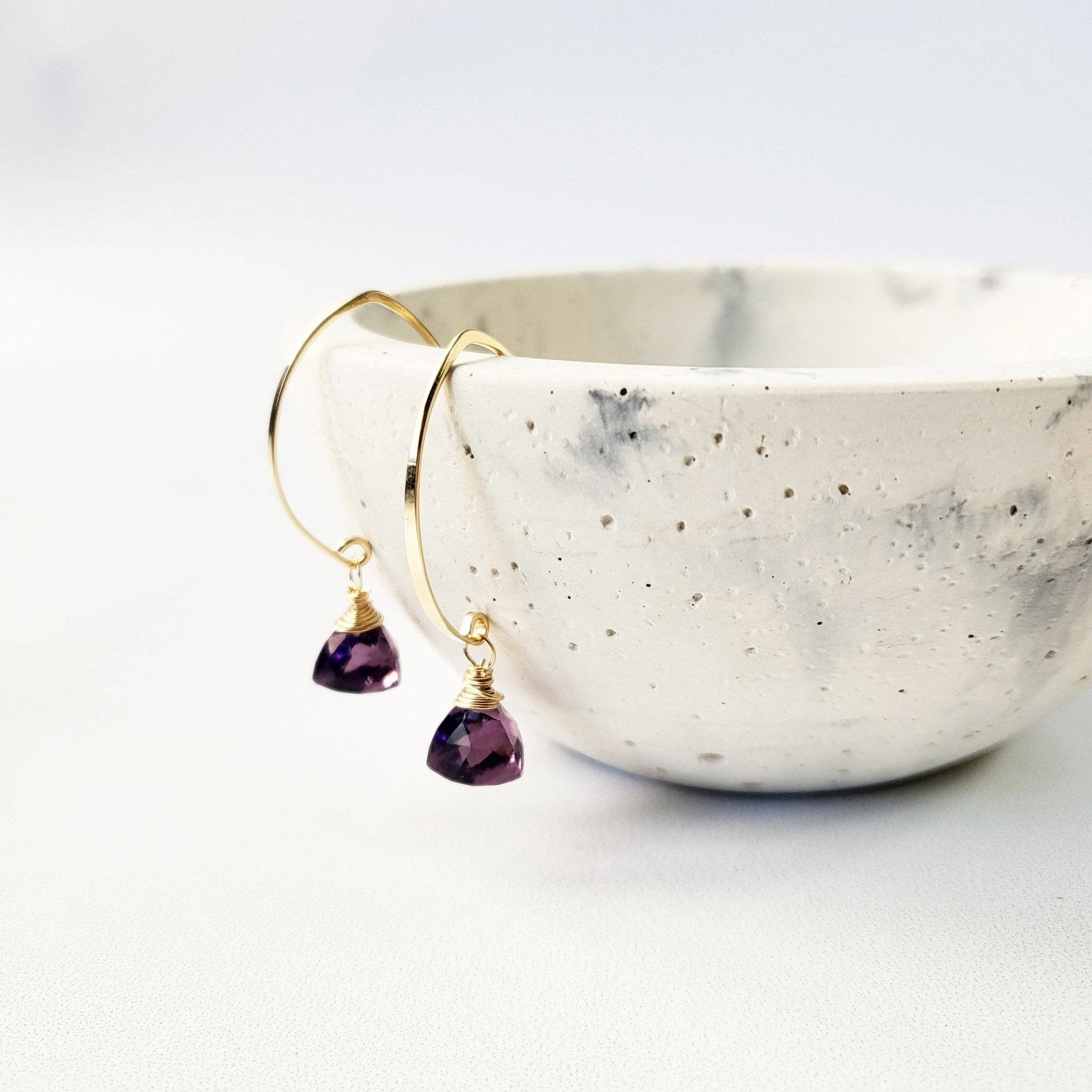 Amethyst Pyramid Earrings - The Gilded Witch