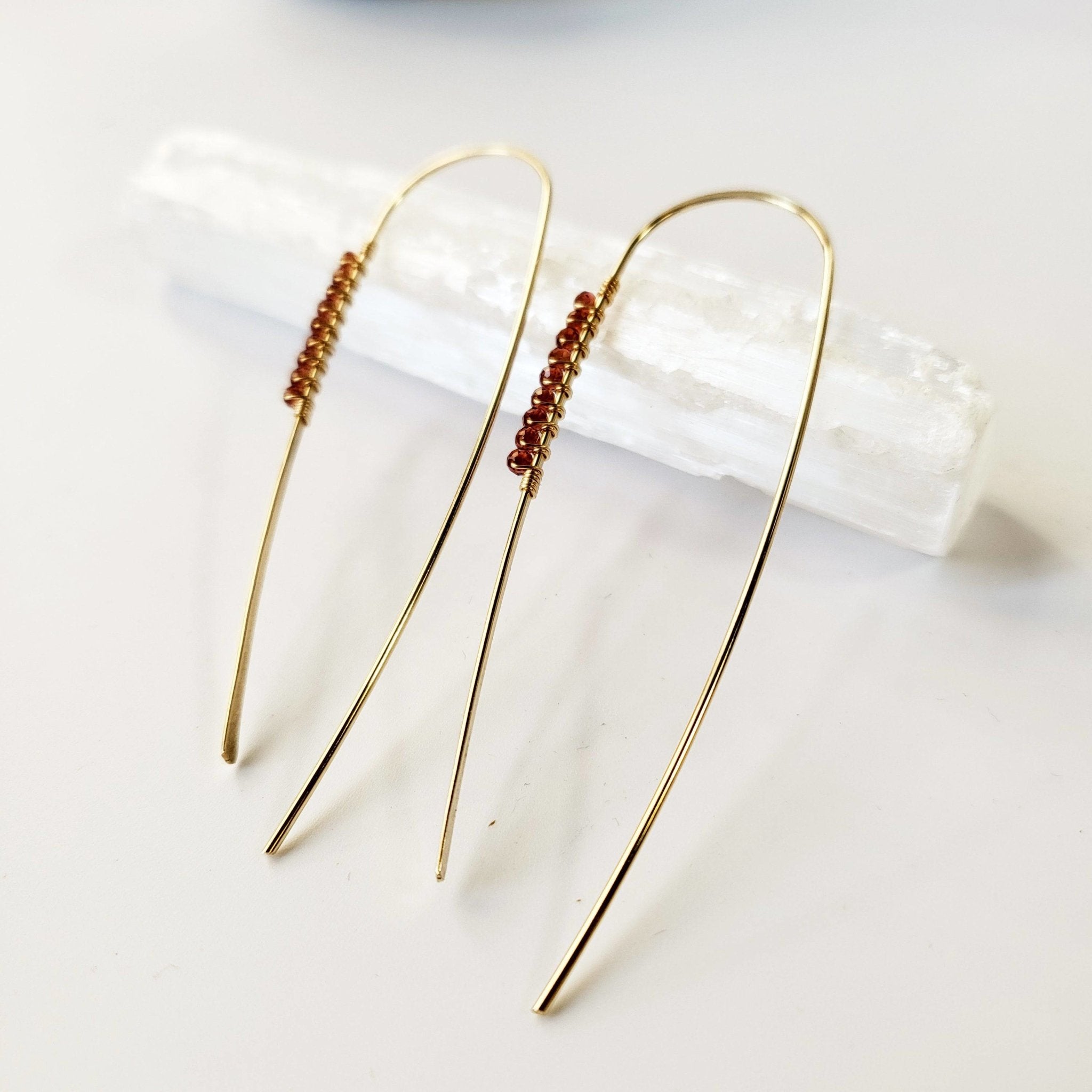 Garnet Threader Earrings - The Gilded Witch