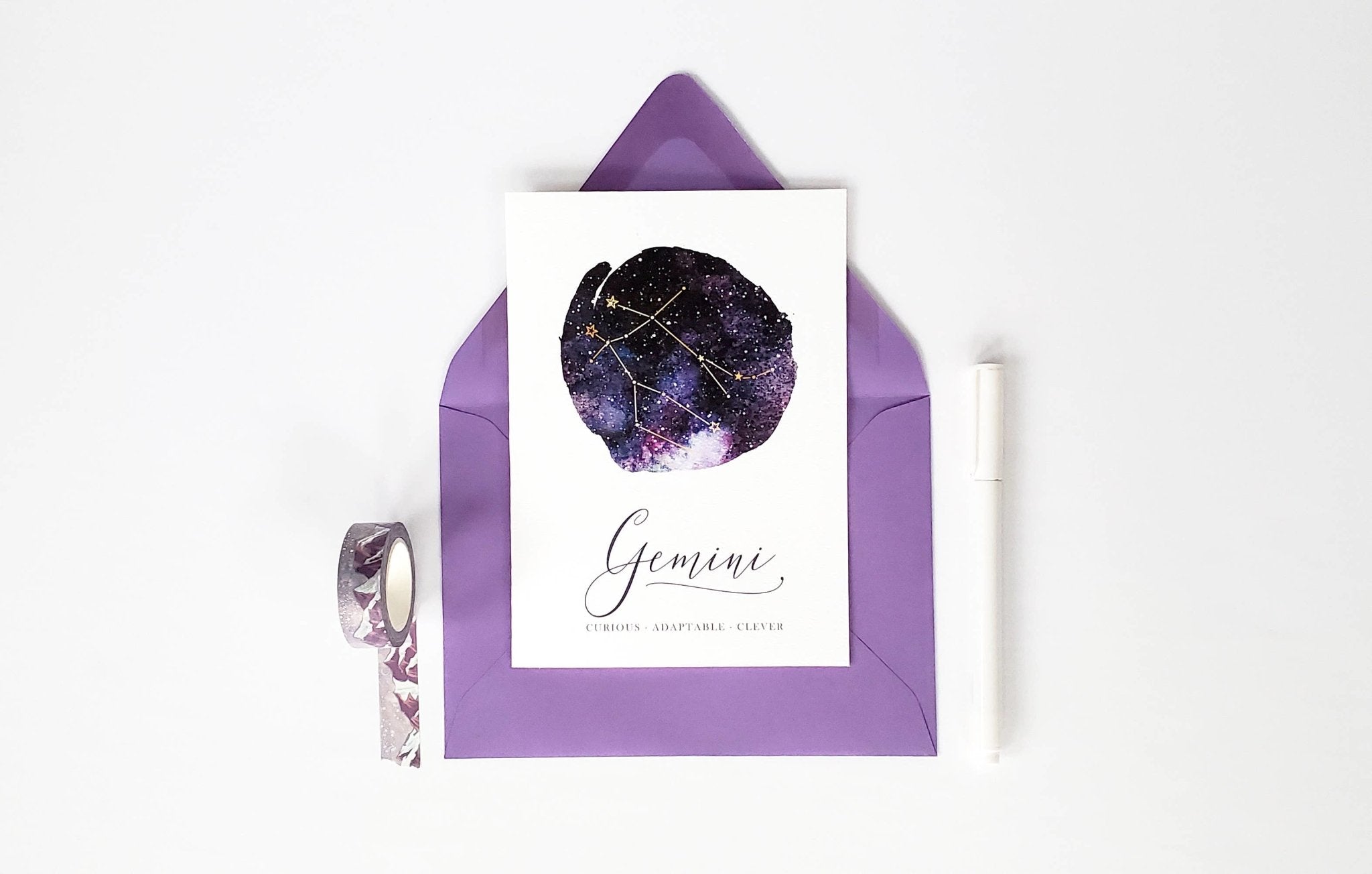 Gemini Zodiac Birthday Card - The Gilded Witch