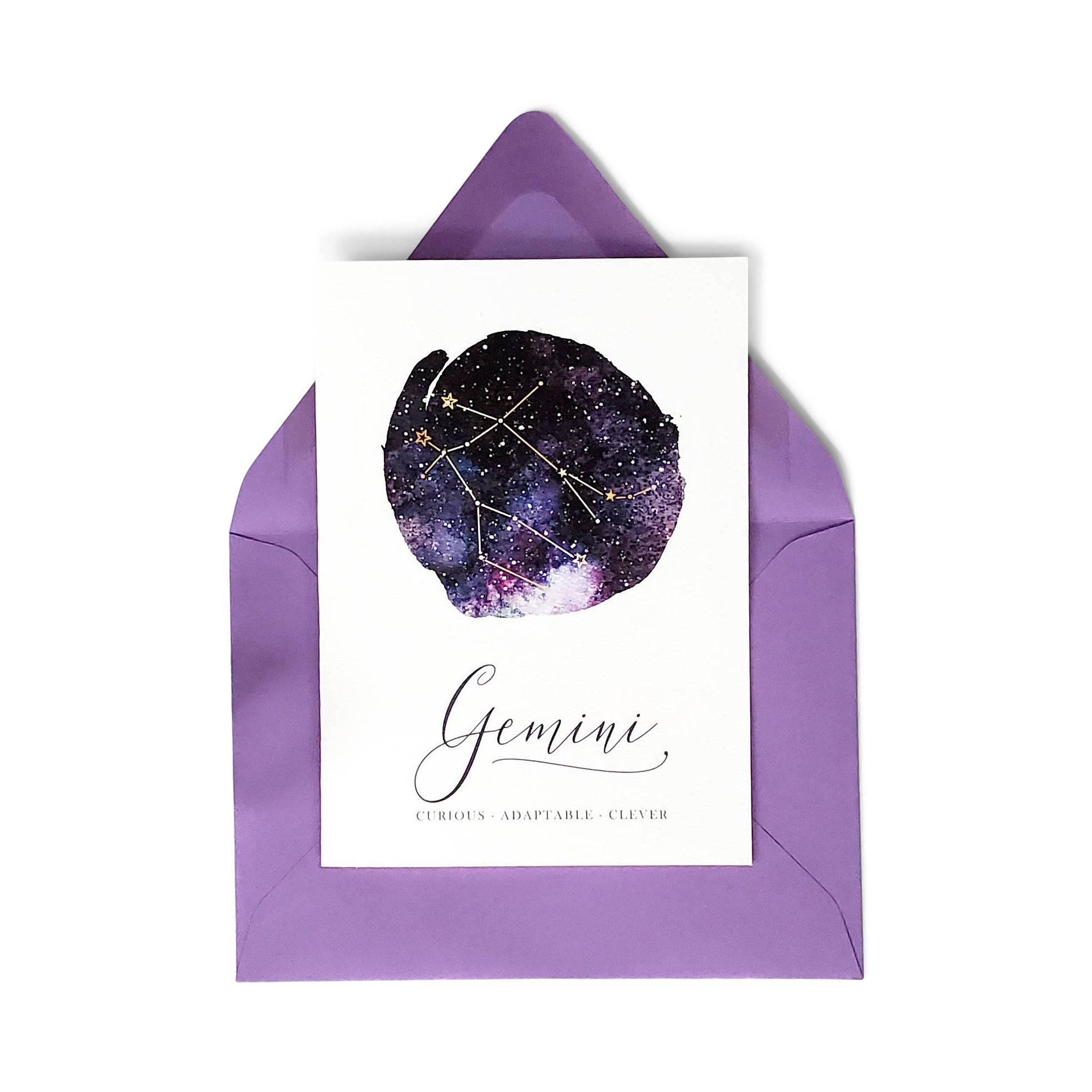 Gemini Zodiac Birthday Card - The Gilded Witch