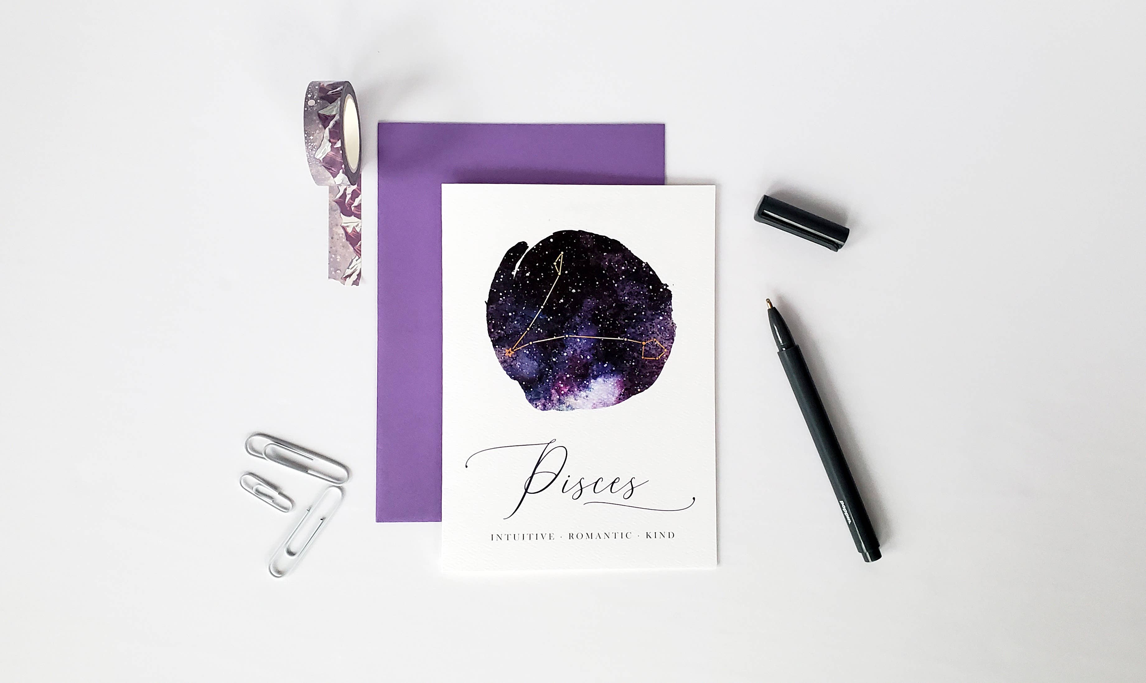 Pisces Zodiac Birthday Card - The Gilded Witch