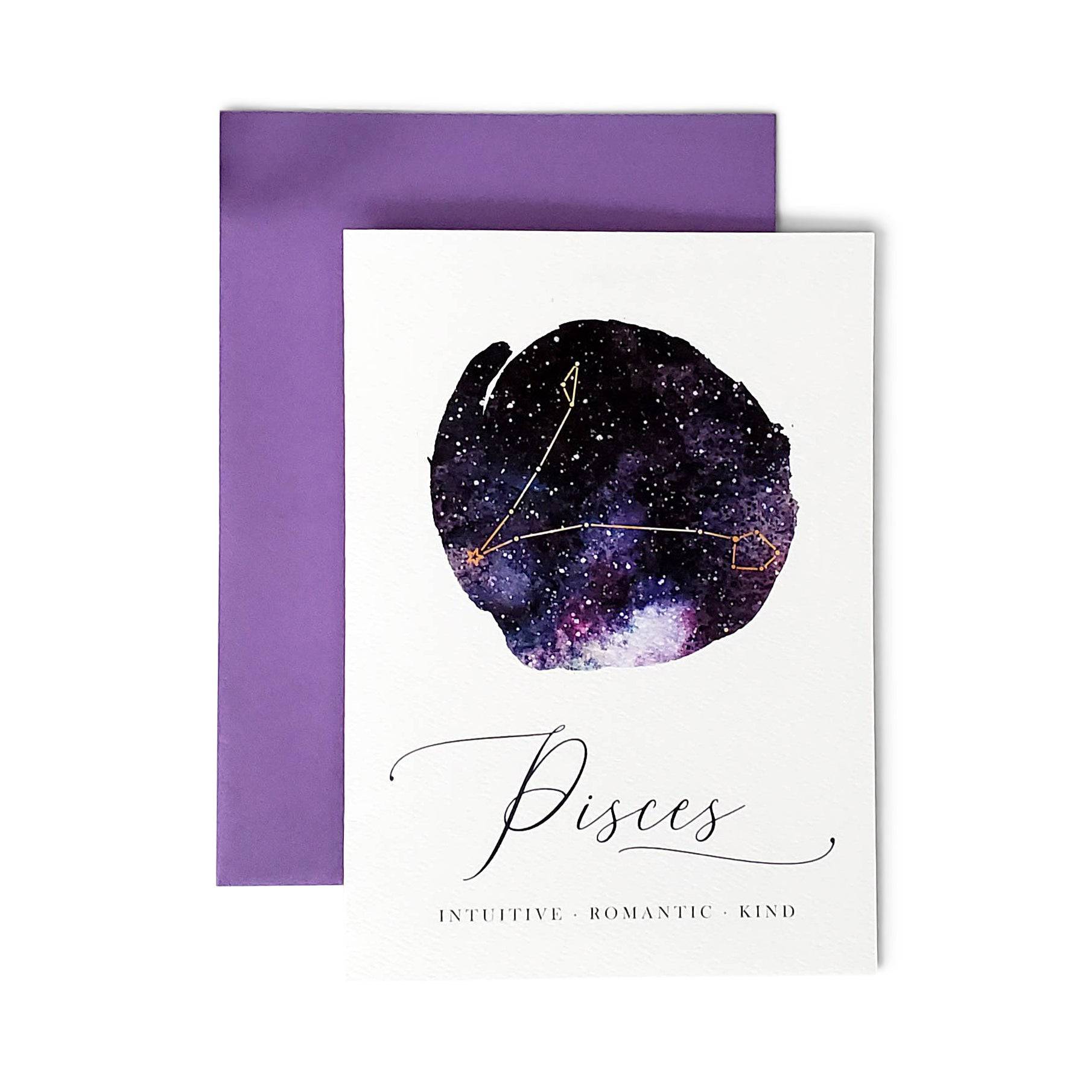 Pisces Zodiac Birthday Card - The Gilded Witch