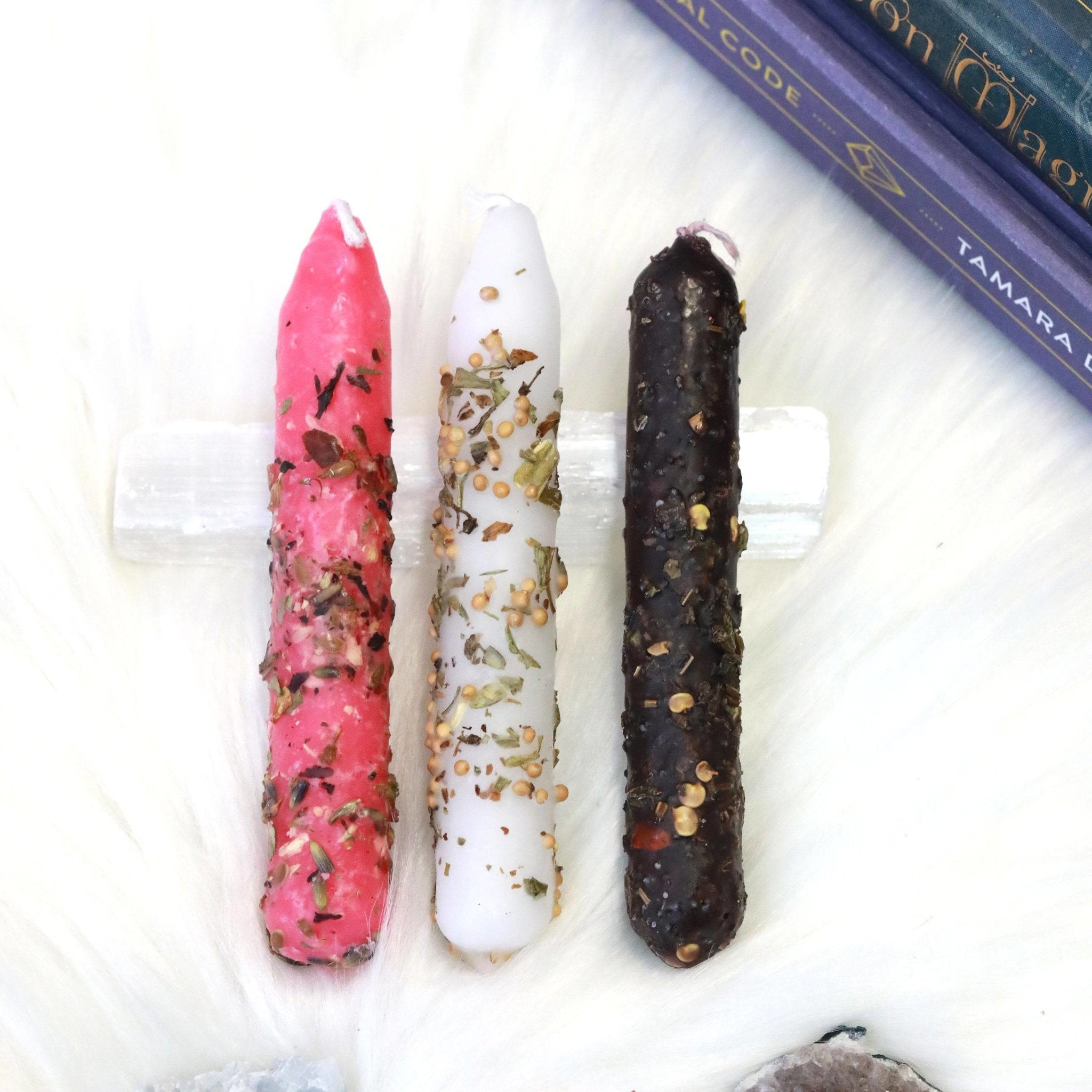 Hand-Dipped Intention Candles: Pink, White, Black - The Gilded Witch