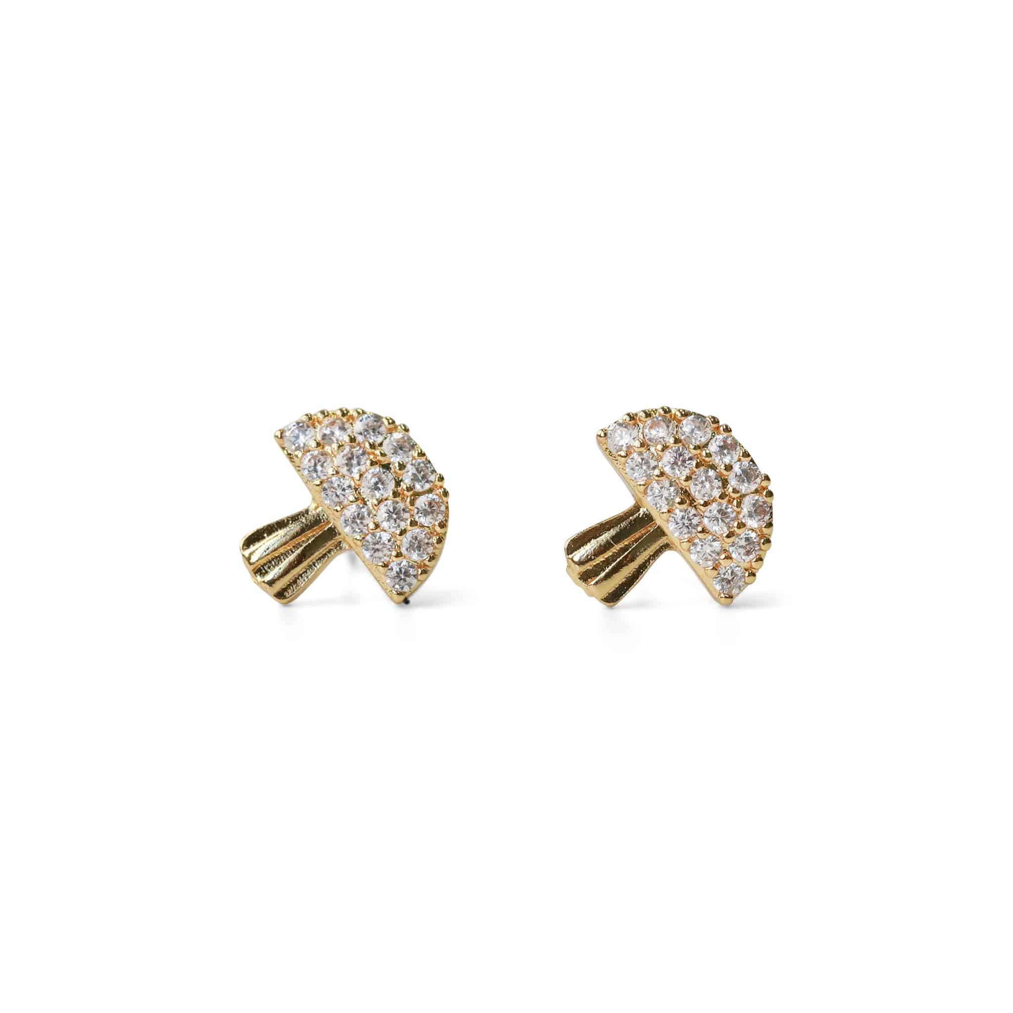 Dainty Mushroom Crystal Stud Earrings - The Gilded Witch