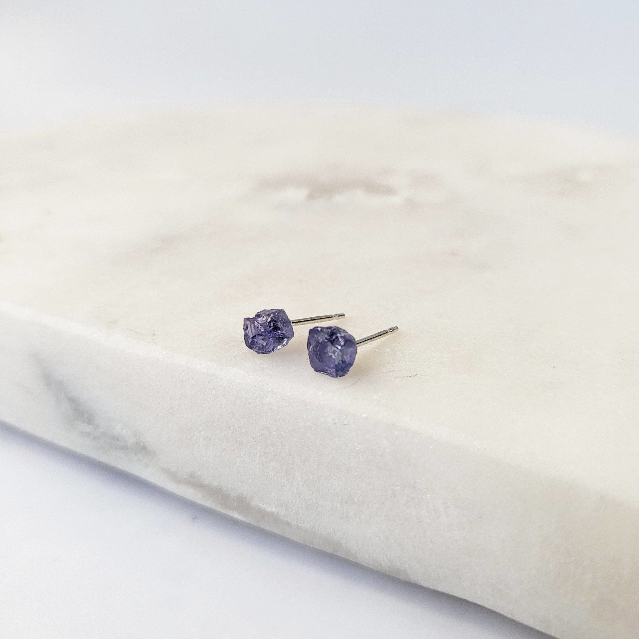 The Mermaid Scale Earring - Raw Tanzanite - The Gilded Witch