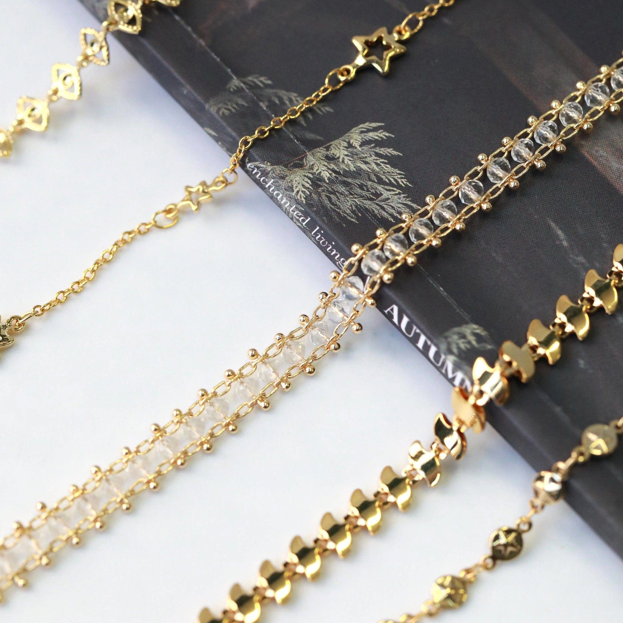 The Halliwell Chain Bracelet - Black/Gold & Clear/Gold - The Gilded Witch
