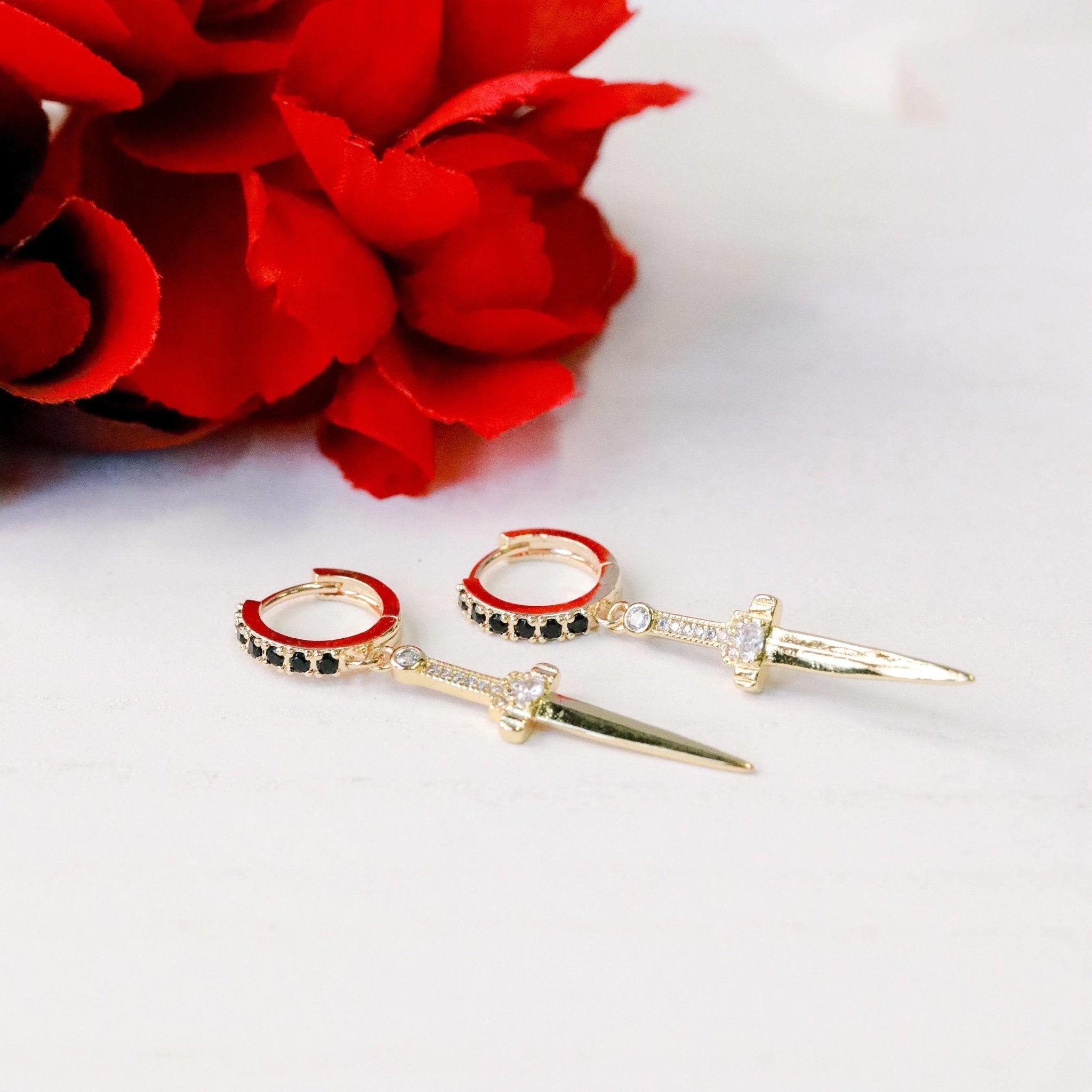 Athame Dagger Huggie Earrings - The Gilded Witch