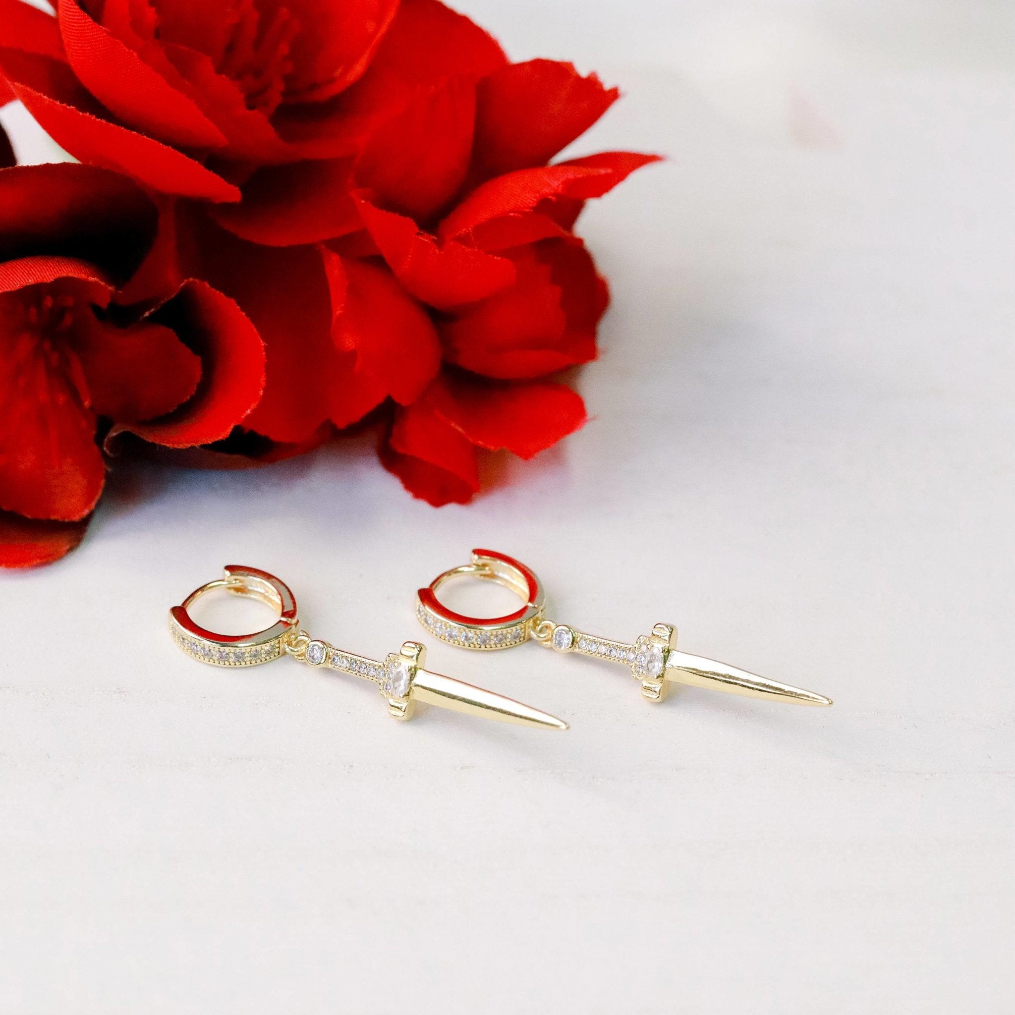 Athame Dagger Huggie Earrings - The Gilded Witch