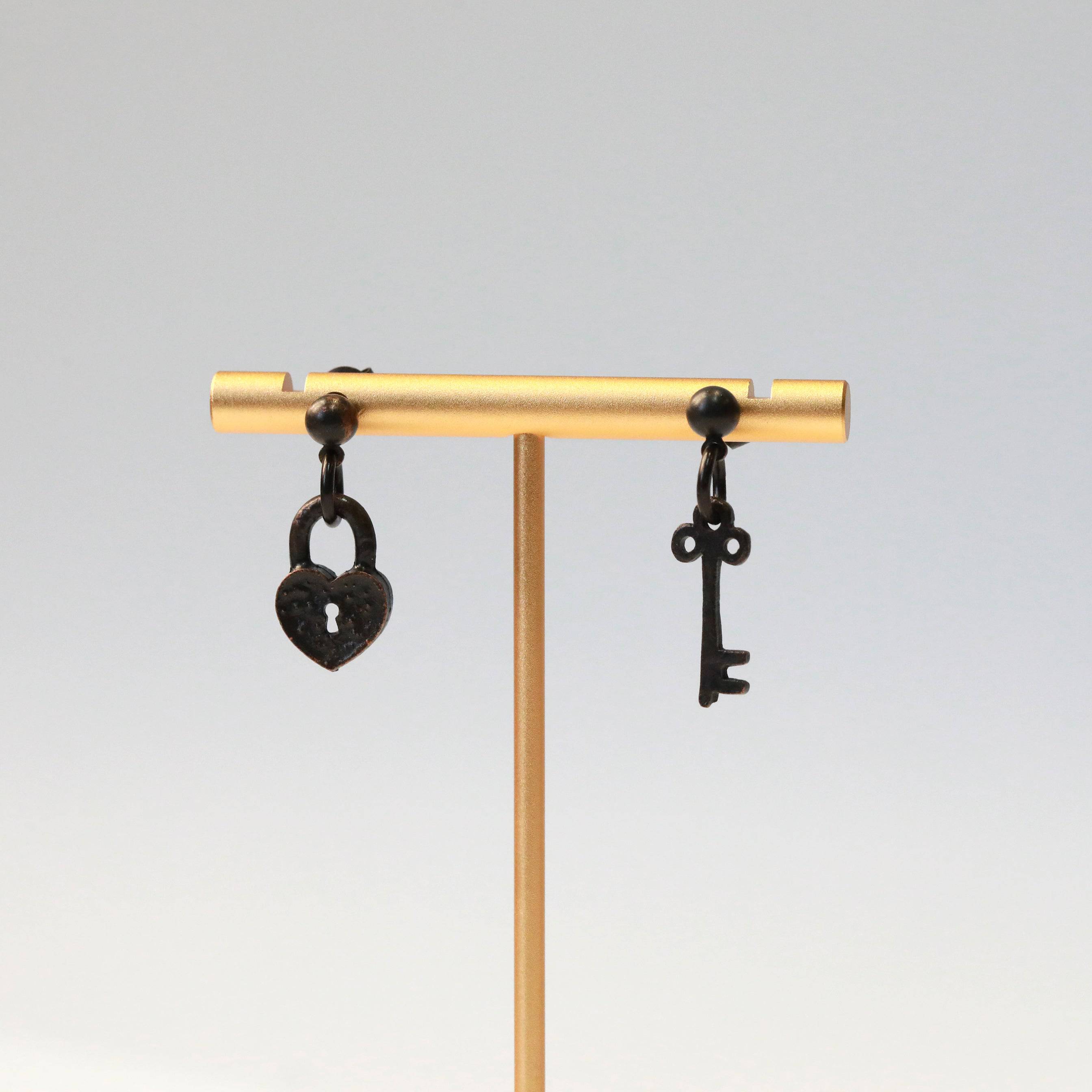 Key To My Heart Asymetrical Post Earrings - The Gilded Witch