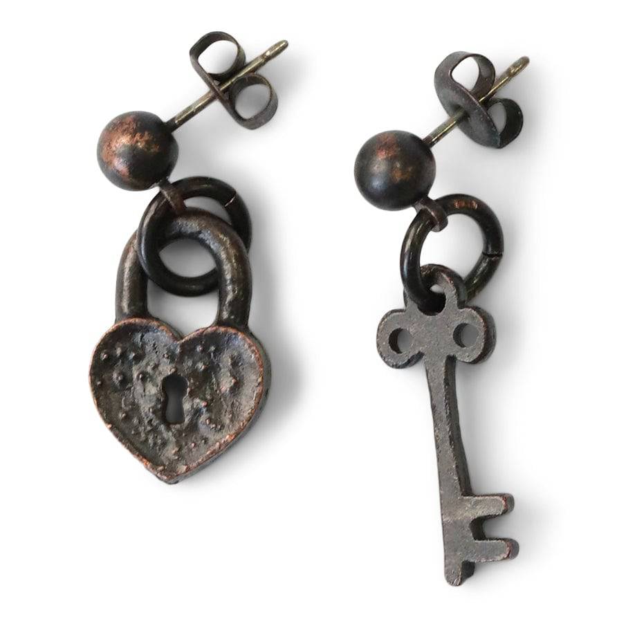 Key To My Heart Asymetrical Post Earrings - The Gilded Witch