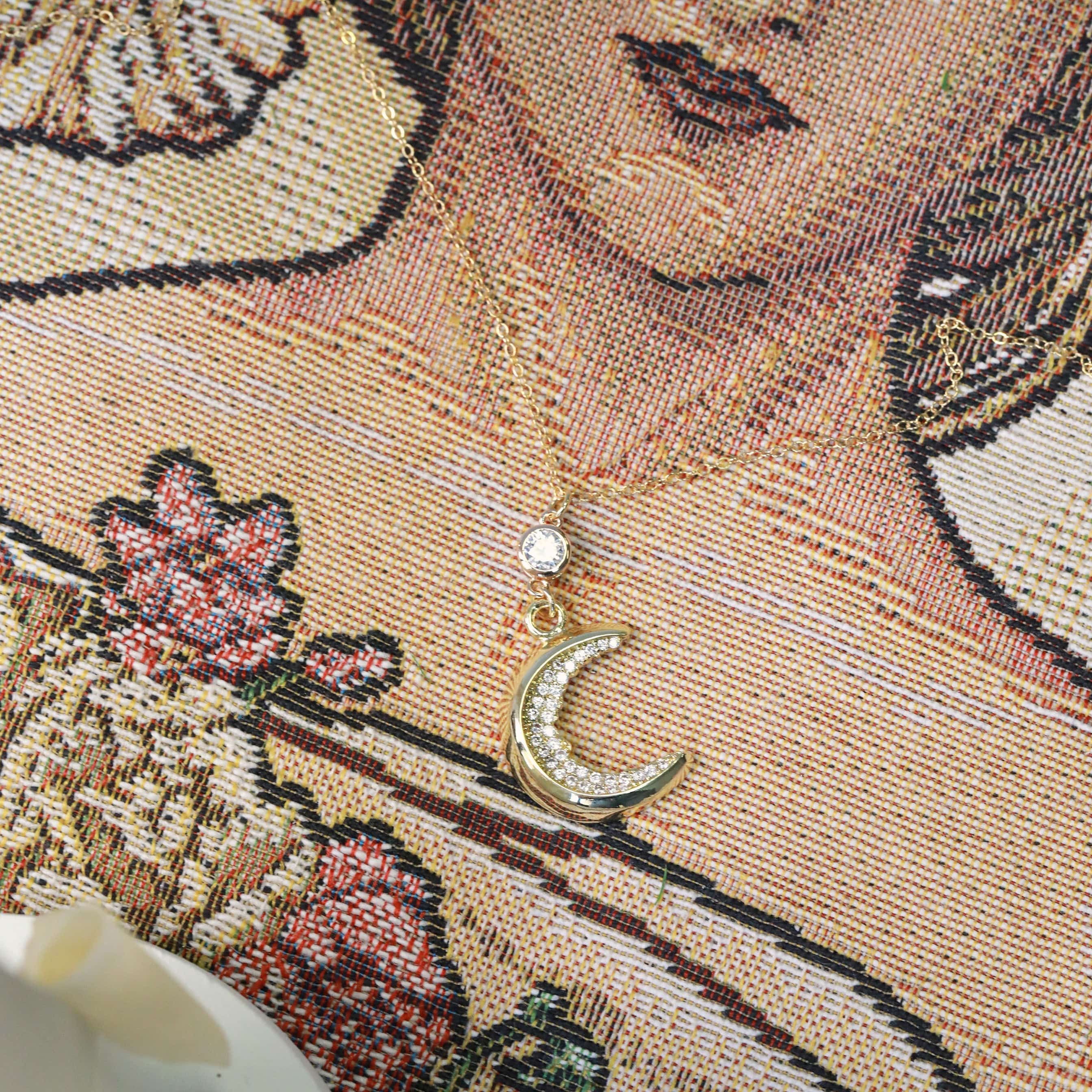 Crystal Crescent Moon Necklace - The Gilded Witch