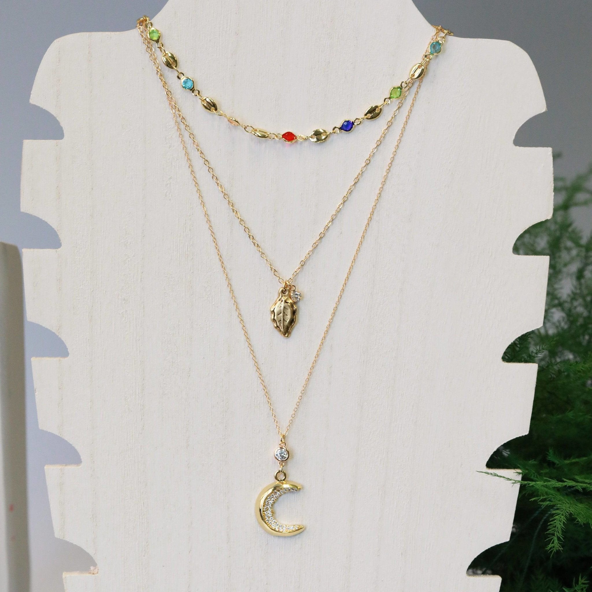 Crystal Crescent Moon Necklace - The Gilded Witch