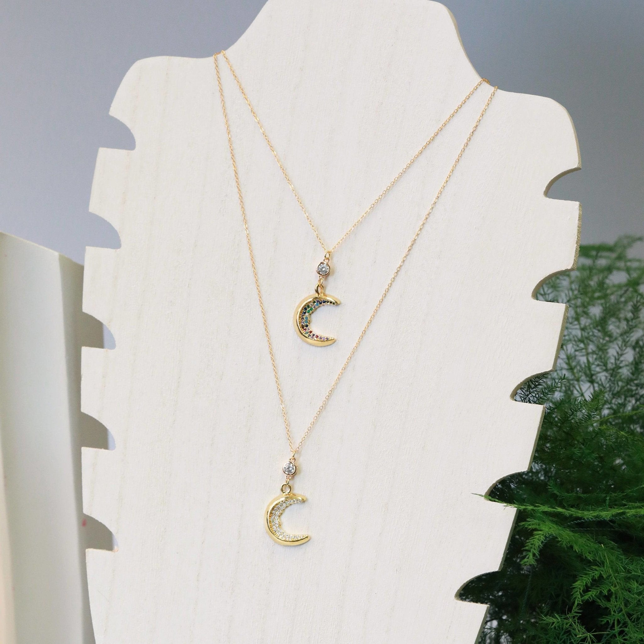 Crystal Crescent Moon Necklace - The Gilded Witch