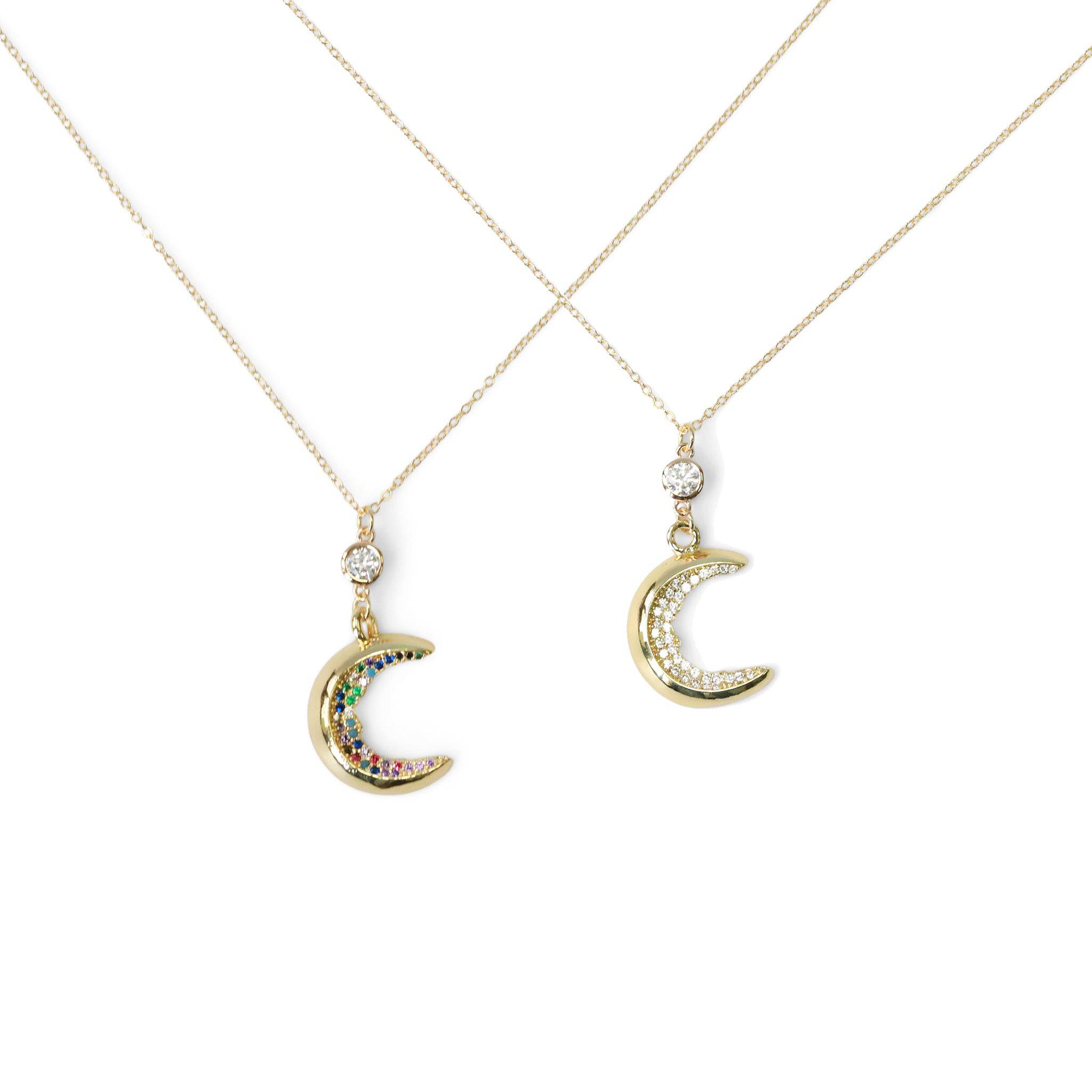 Crystal Crescent Moon Necklace - The Gilded Witch