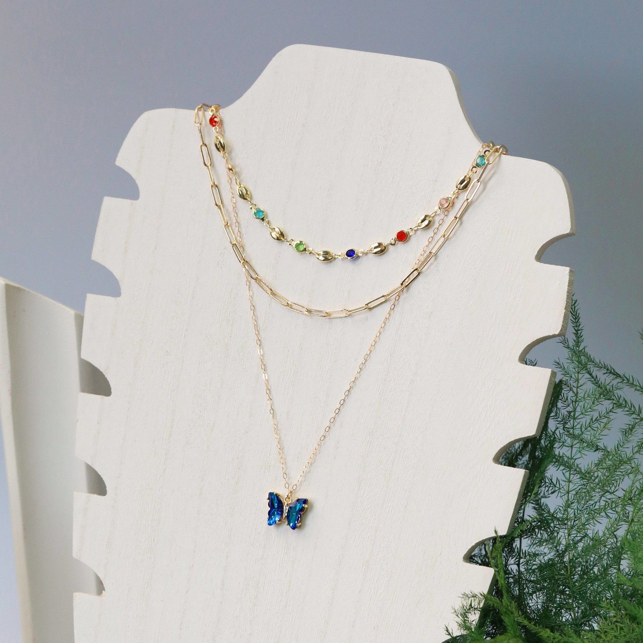 Crystal Butterfly Necklace - Gold - The Gilded Witch