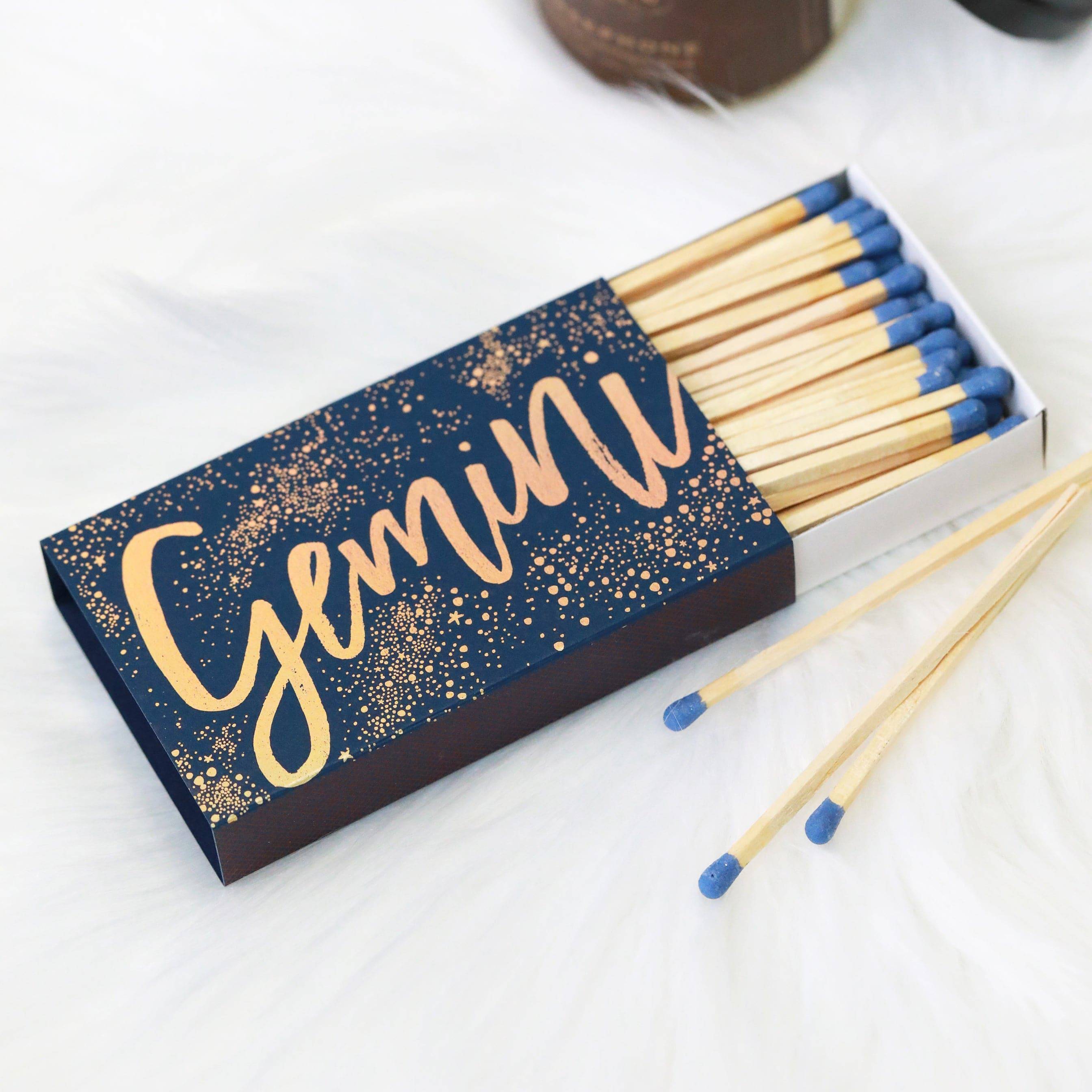 Gemini Zodiac Matchbook - Extra Large 4.5" Cigar Matches - The Gilded Witch