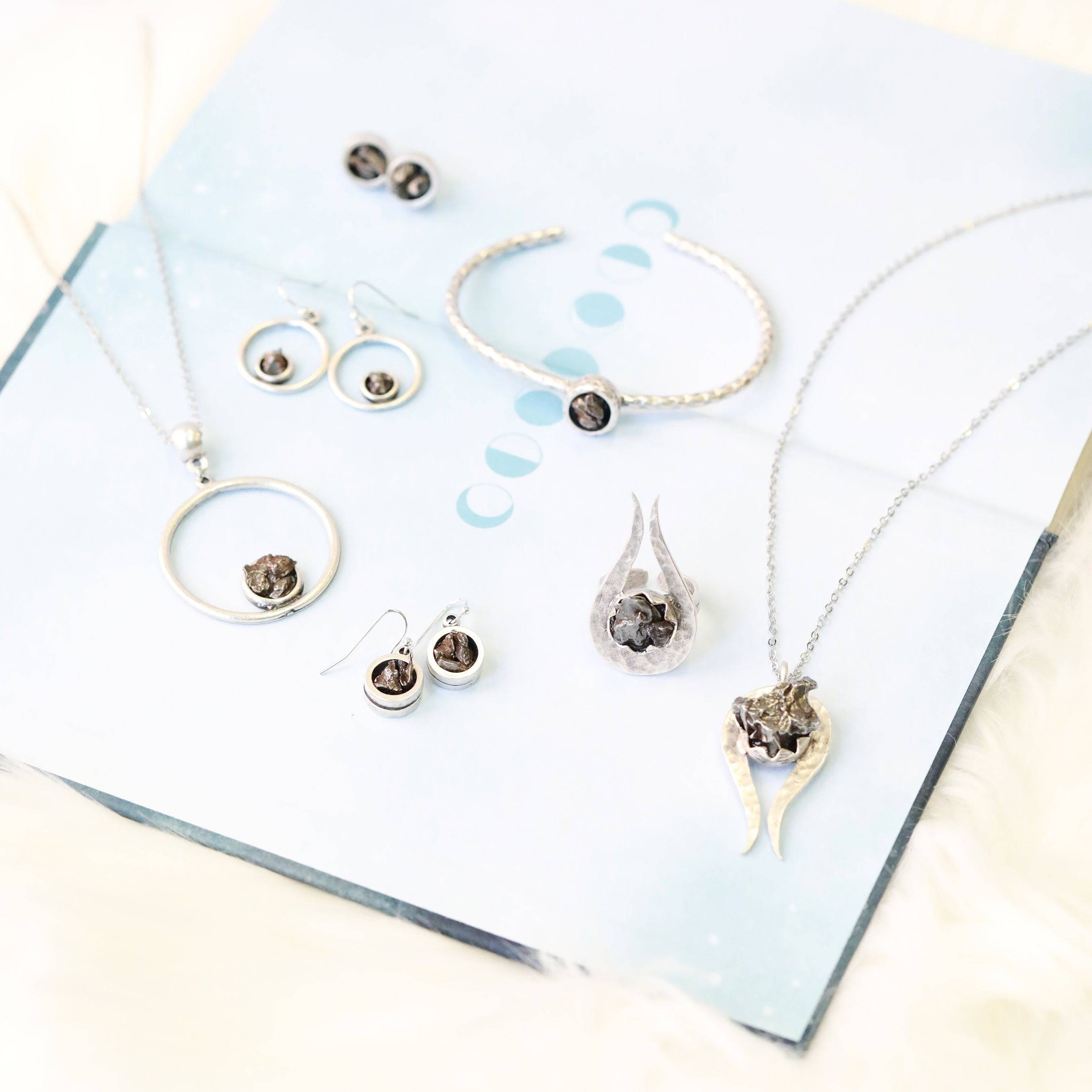 The Tau Drop Earrings - Meteorite Jewelry - The Gilded Witch