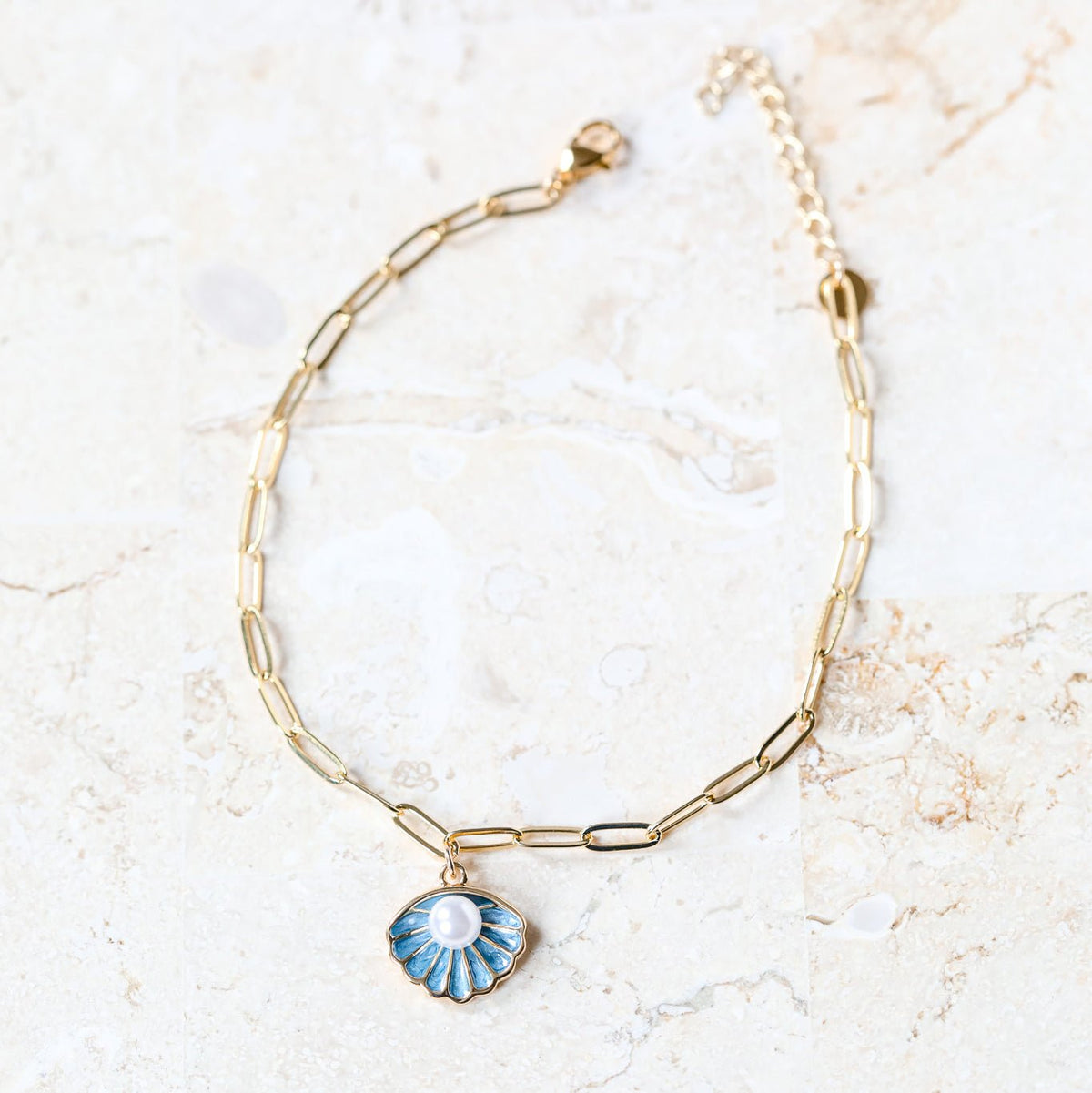 Blue Pearl Shell Anklet | The Gilded Witch