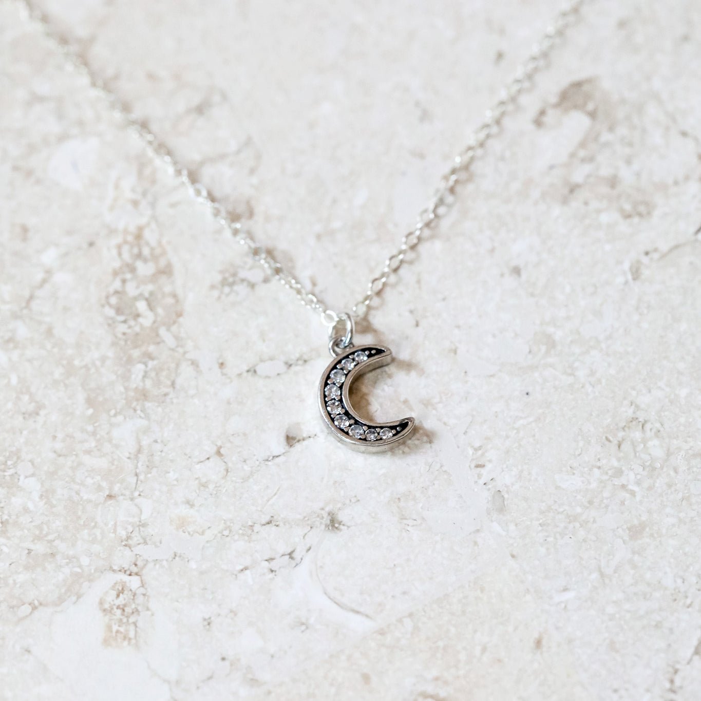 Sterling Silver Crescent Moon Double Necklace