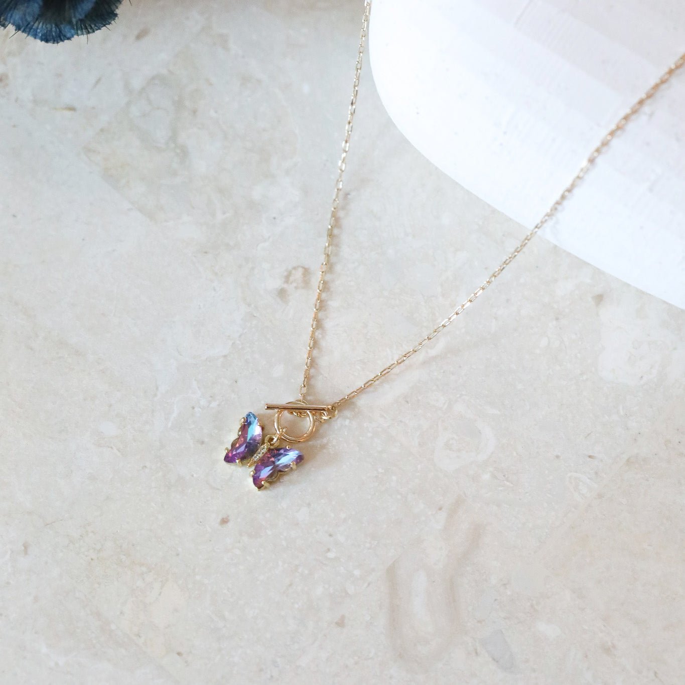 Crystal Butterfly Toggle Necklace