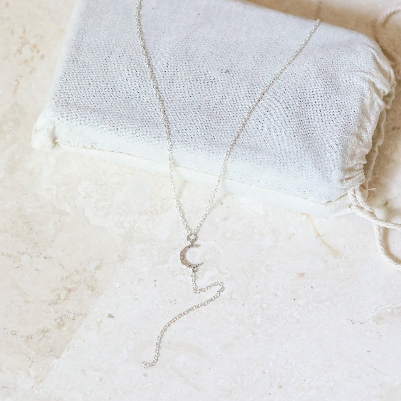 Hammered Moon Lariat - Gold or Silver