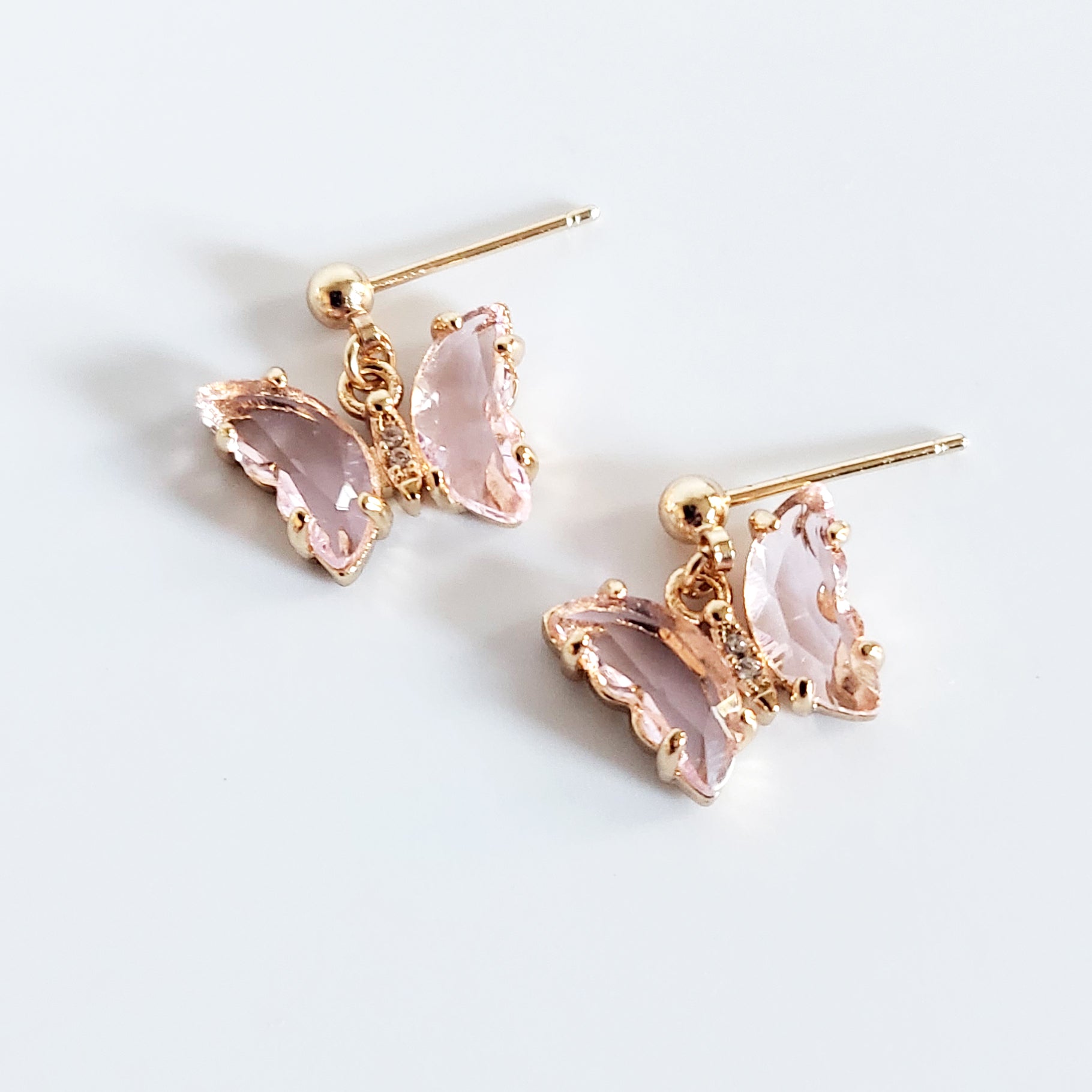 Crystal Butterfly Earrings - Gold