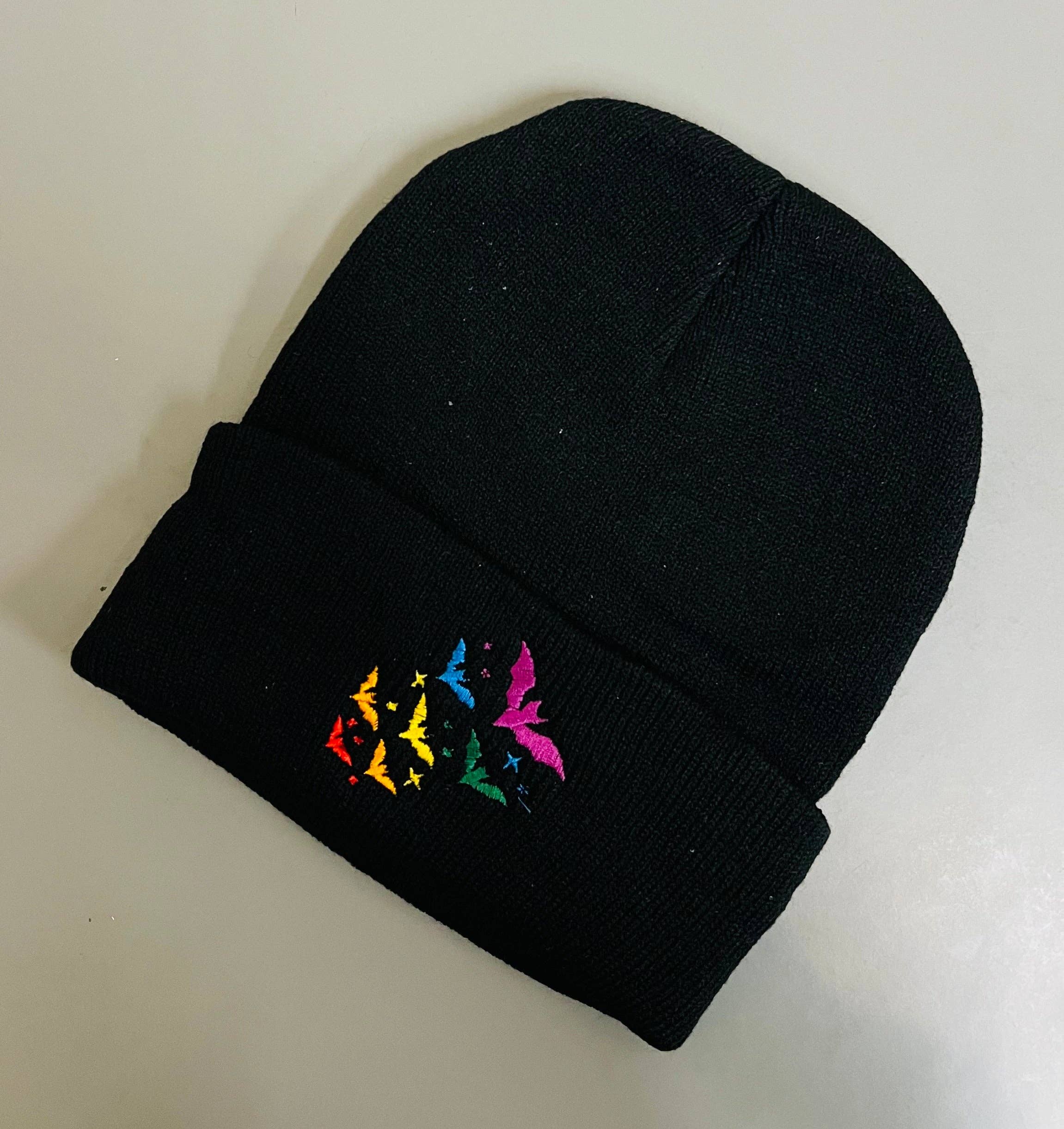 Rainbow Bats Beanie - Black