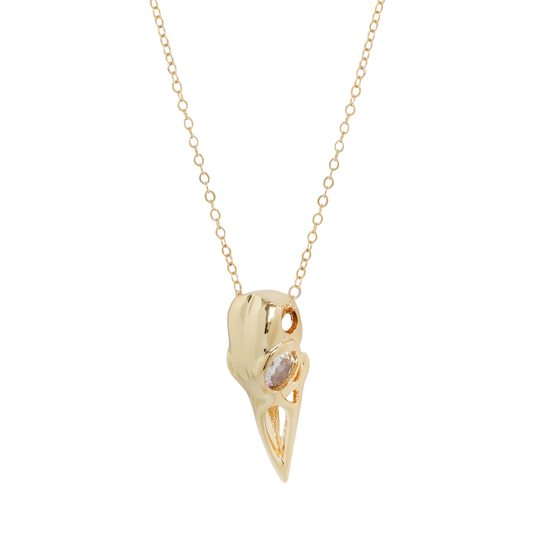 Raven skull in shiny obsidian - NECKLACE