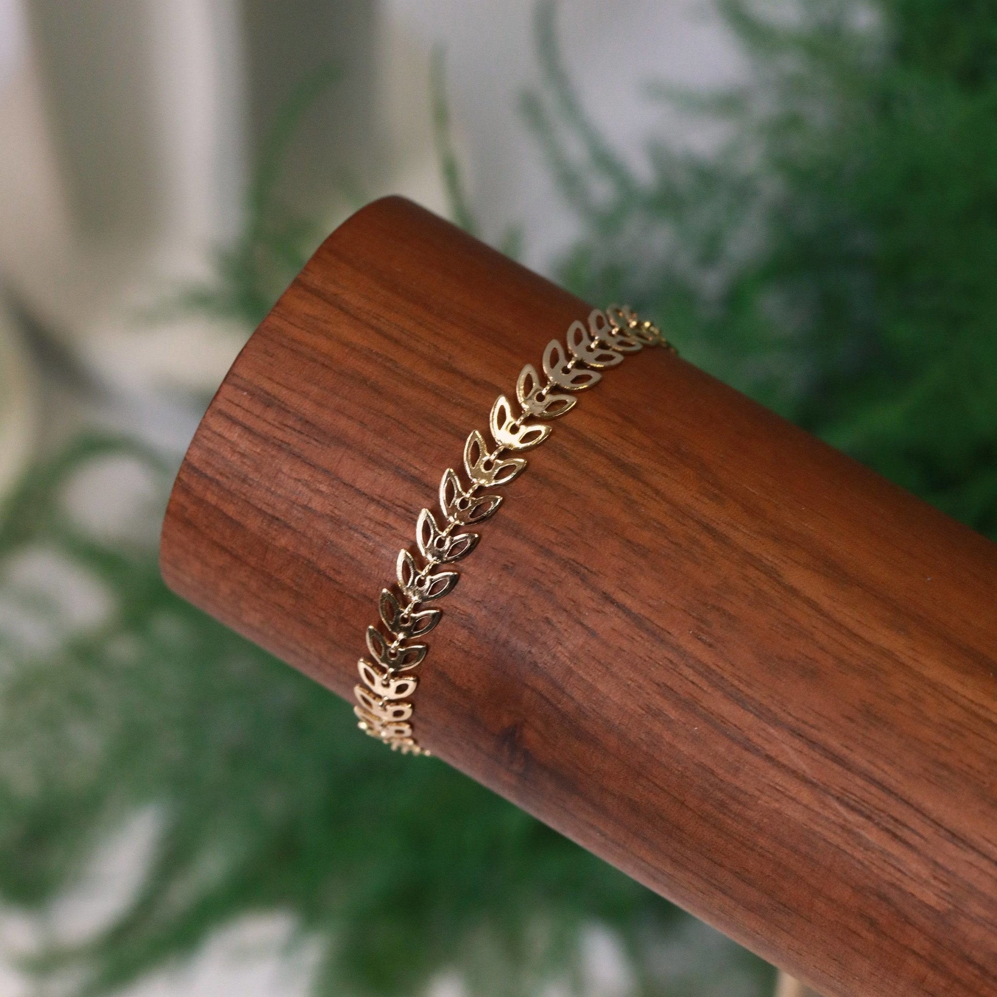 fae leaf 14kt gold filled chain bracelet