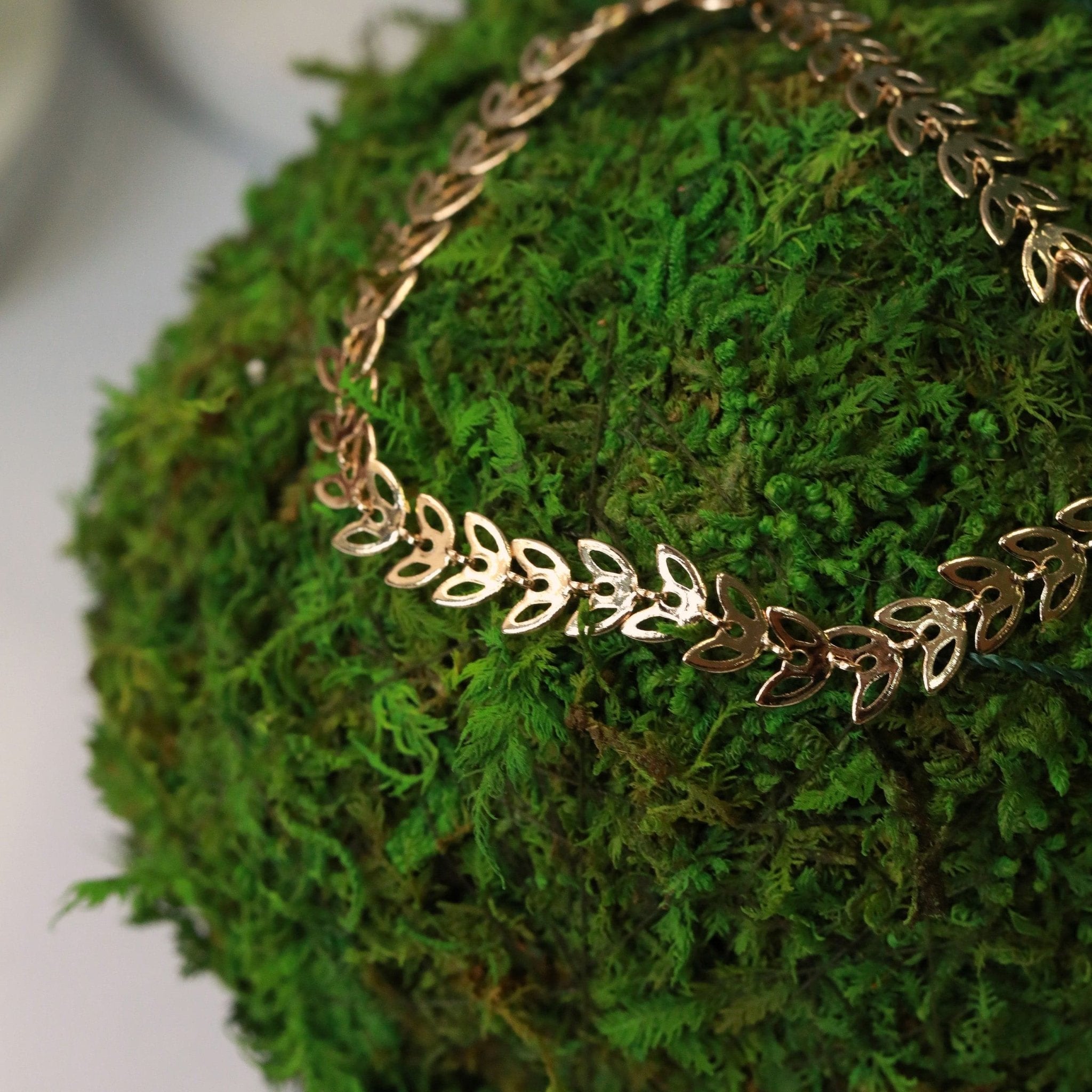 fae leaf 14kt gold filled chain bracelet grass image