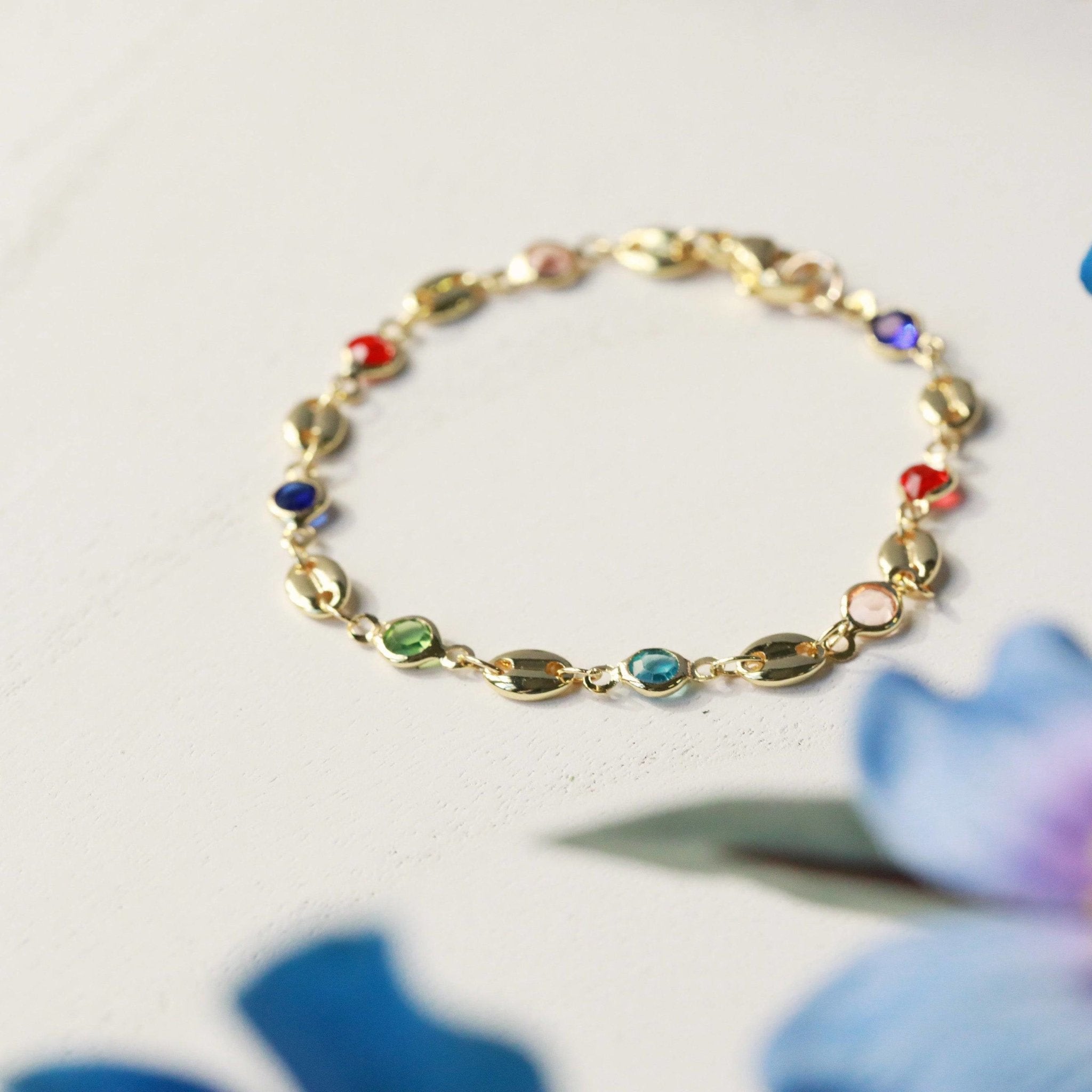 fairy crystal multicolor bracelet in gold