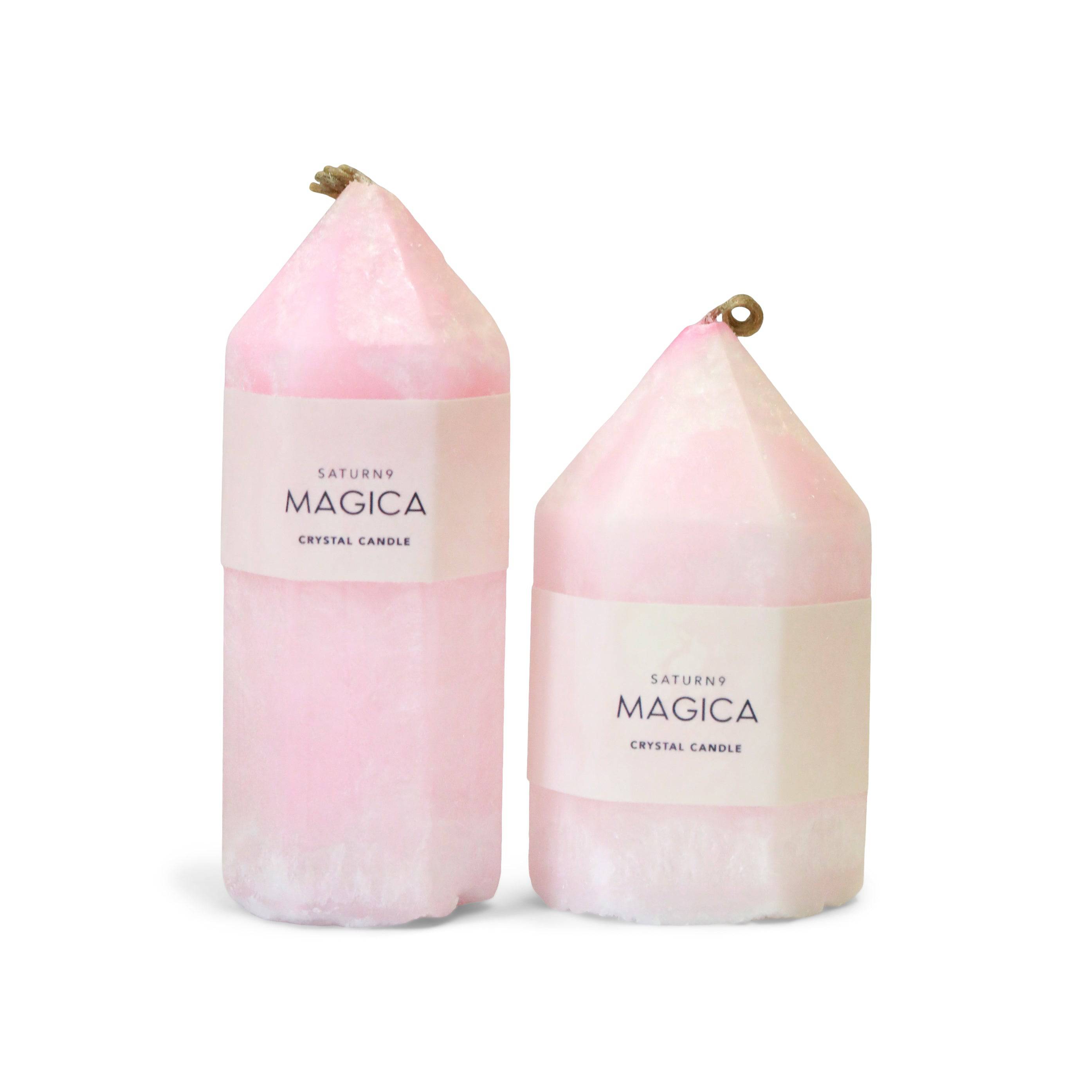 Rose Quartz Crystal Tower Pillar Candle - The Gilded Witch