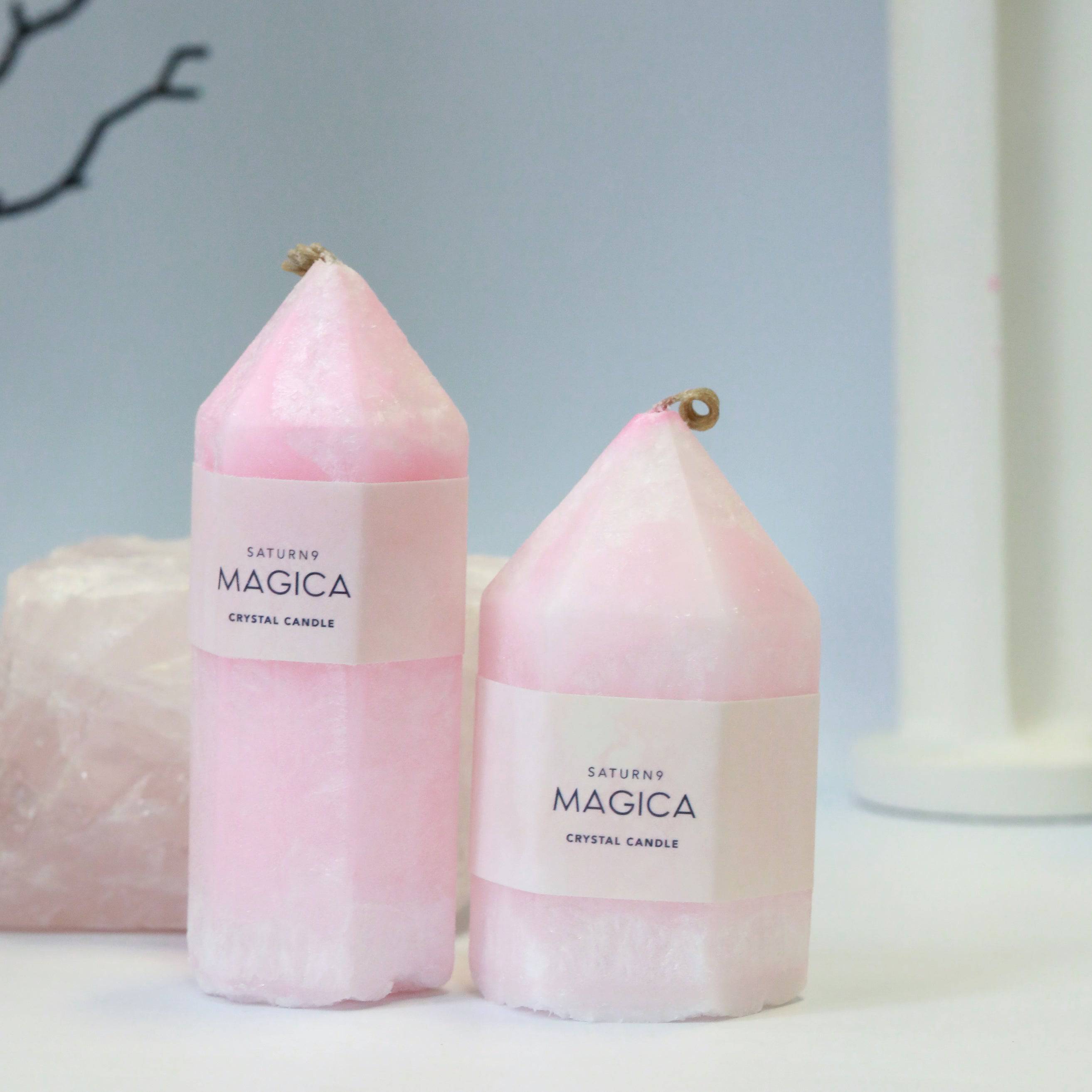 Rose Quartz Crystal Tower Pillar Candle - The Gilded Witch