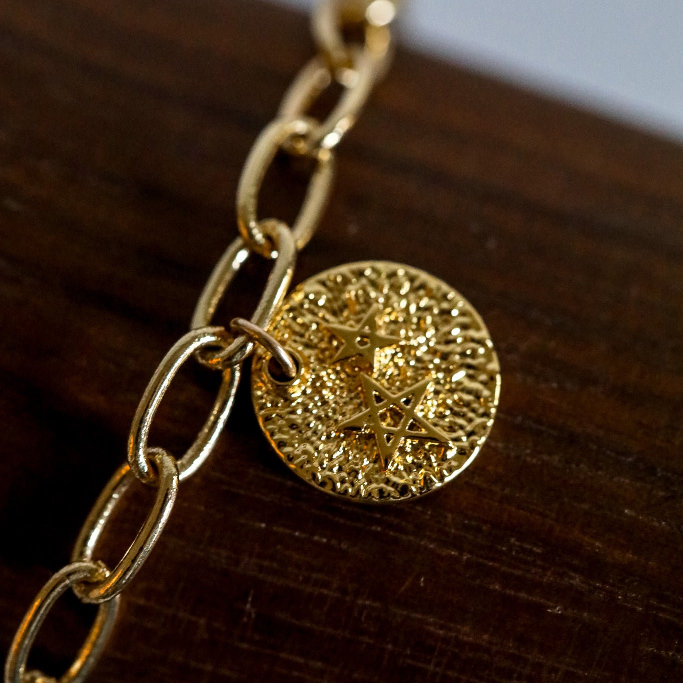 Gold Pentagram Charm Bracelet