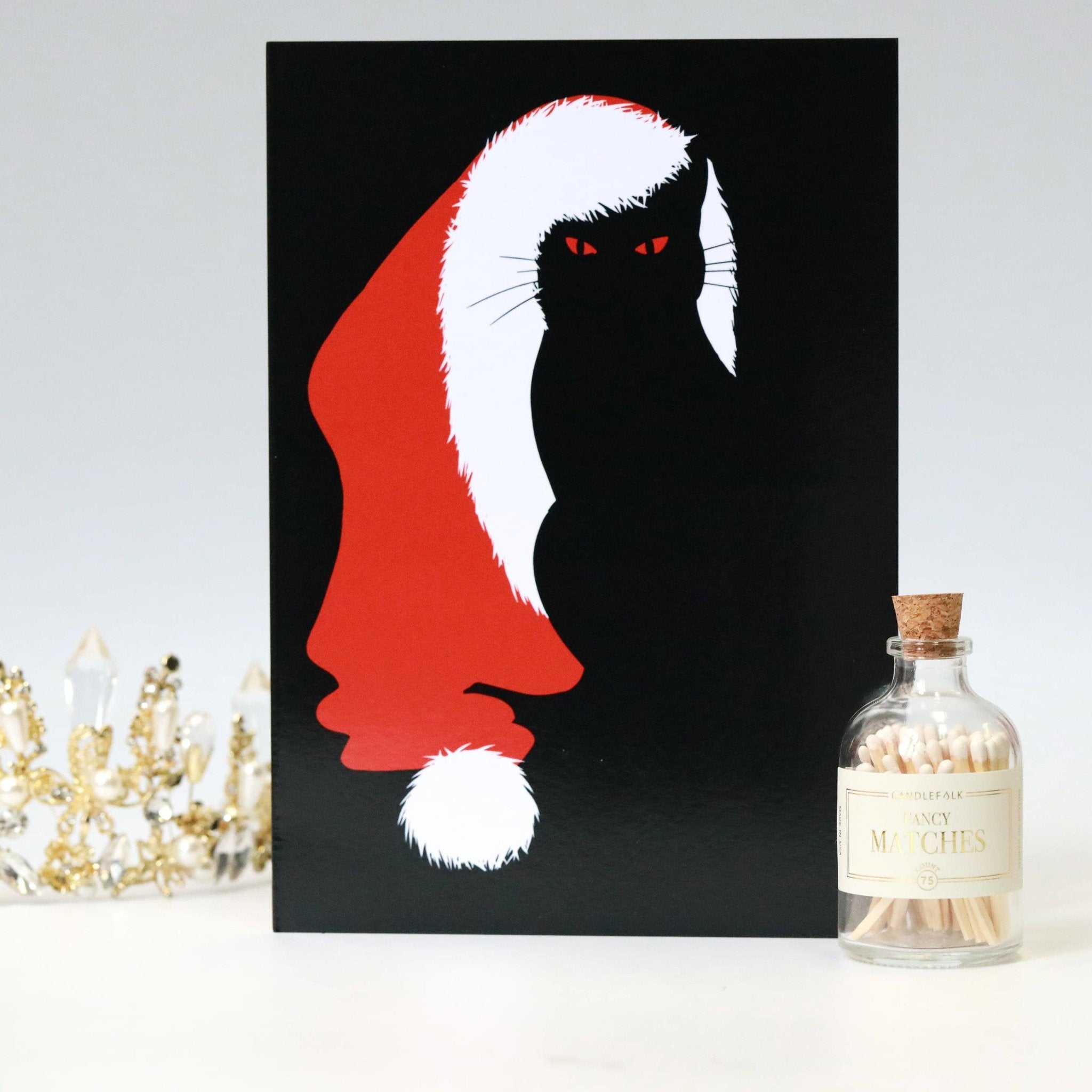 Santa Cat Holiday Card - The Gilded Witch