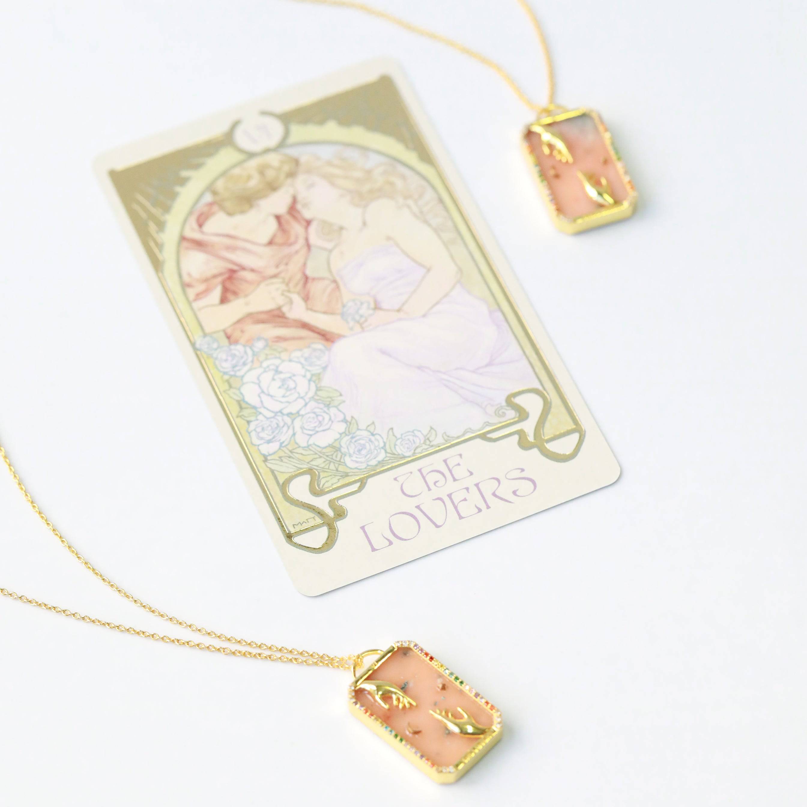 The Lovers Tarot Card Pendant Necklace - The Gilded Witch