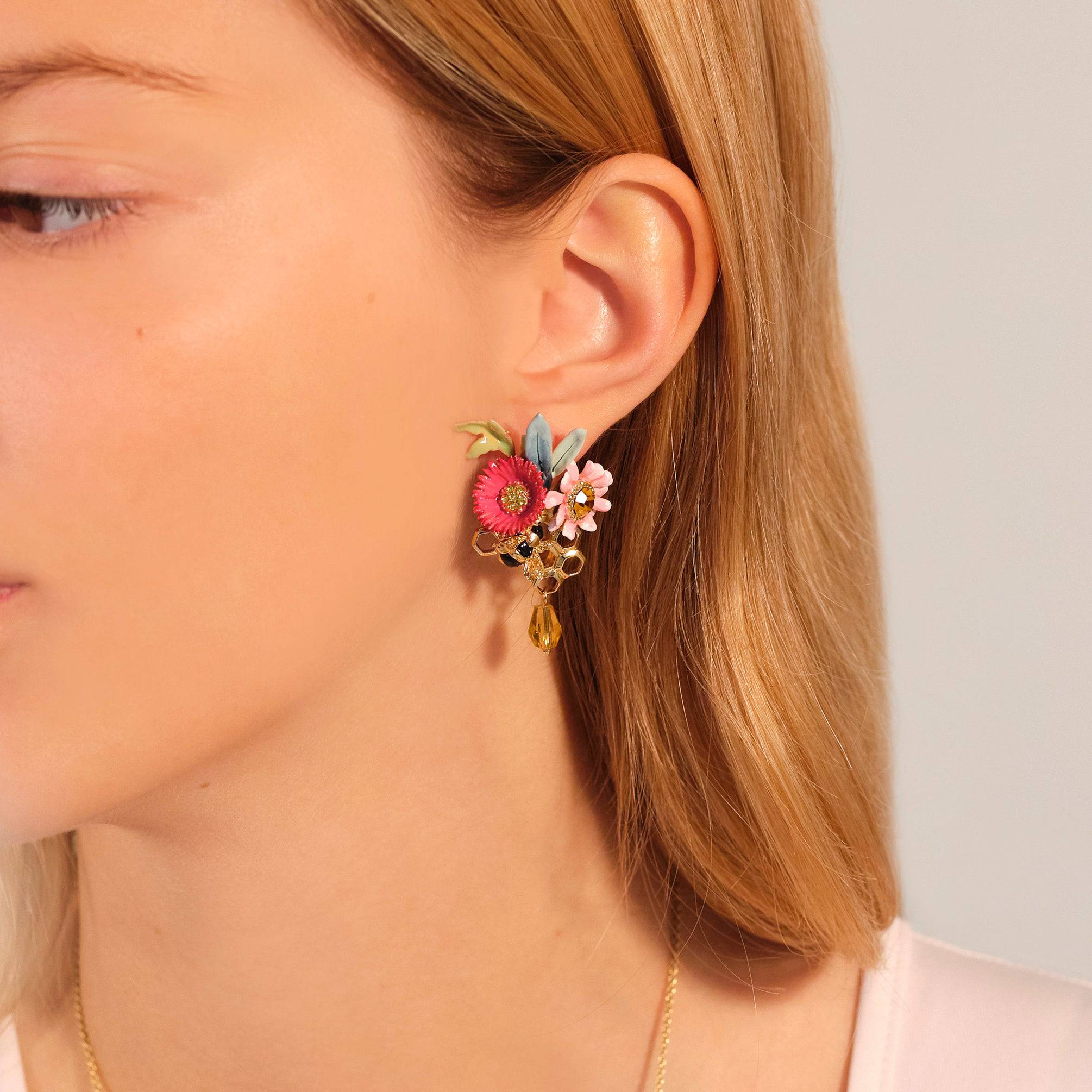Floral Honeycomb Stud Earrings - The Gilded Witch