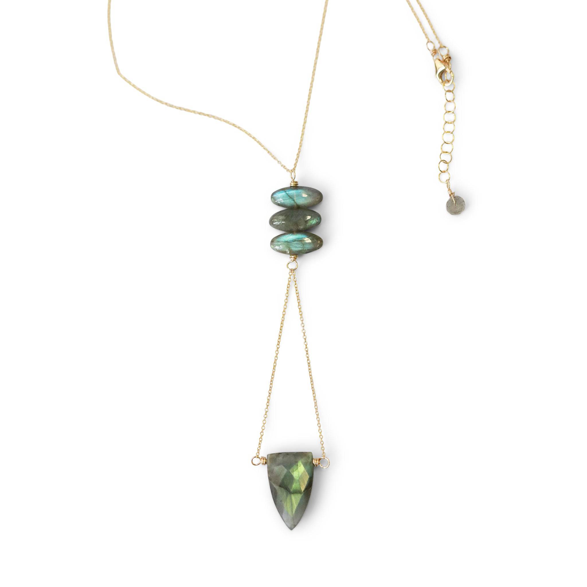 The Shield Necklace - Labradorite Lariat - The Gilded Witch