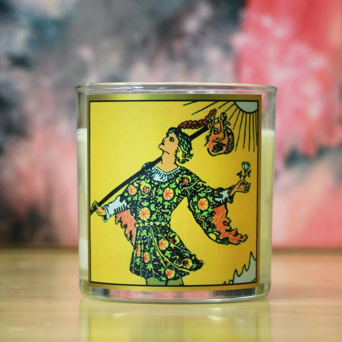 The Fool Tarot Card Candle - Basil, Orange, & Rosemary | The Gilded Witch