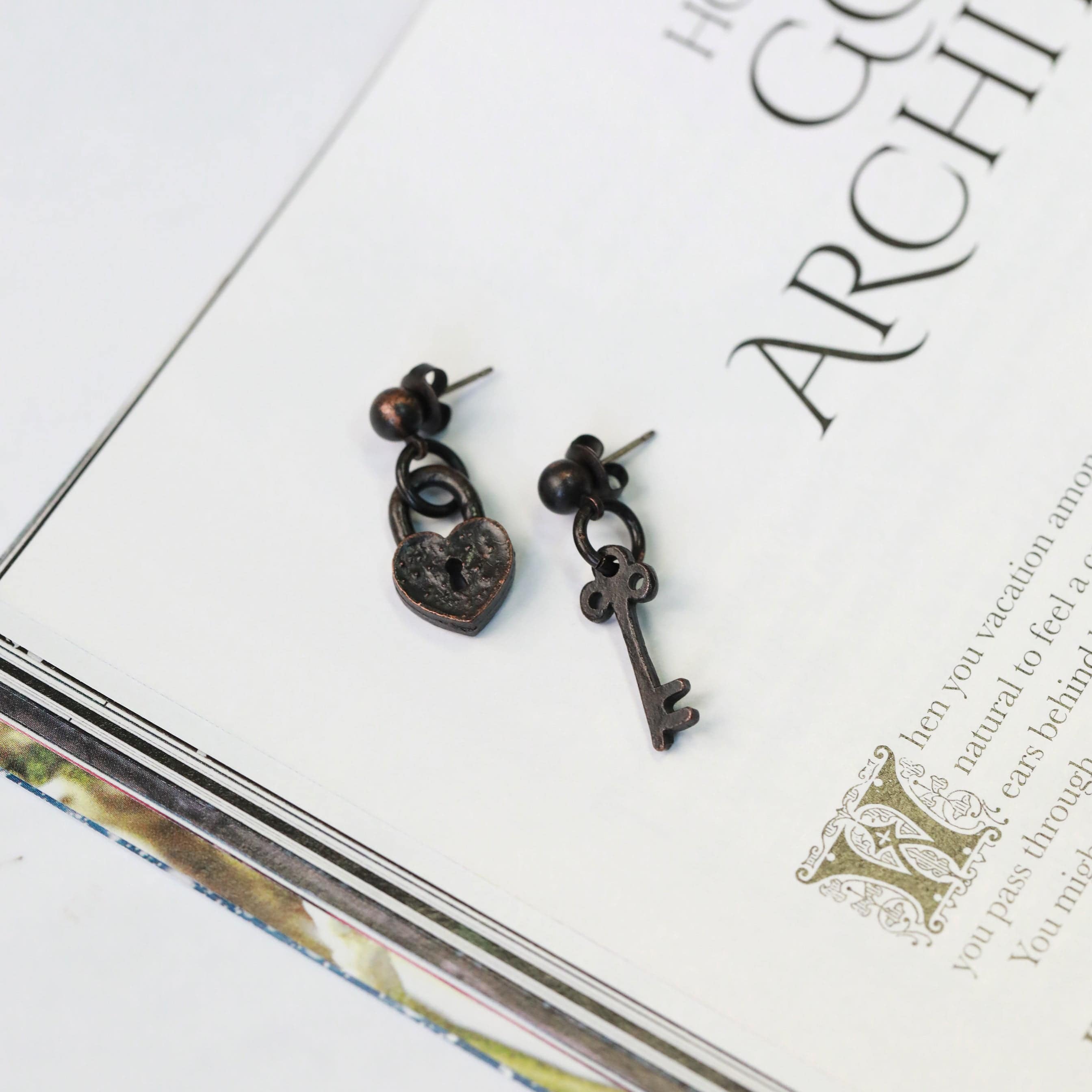 Key To My Heart Asymetrical Post Earrings - The Gilded Witch